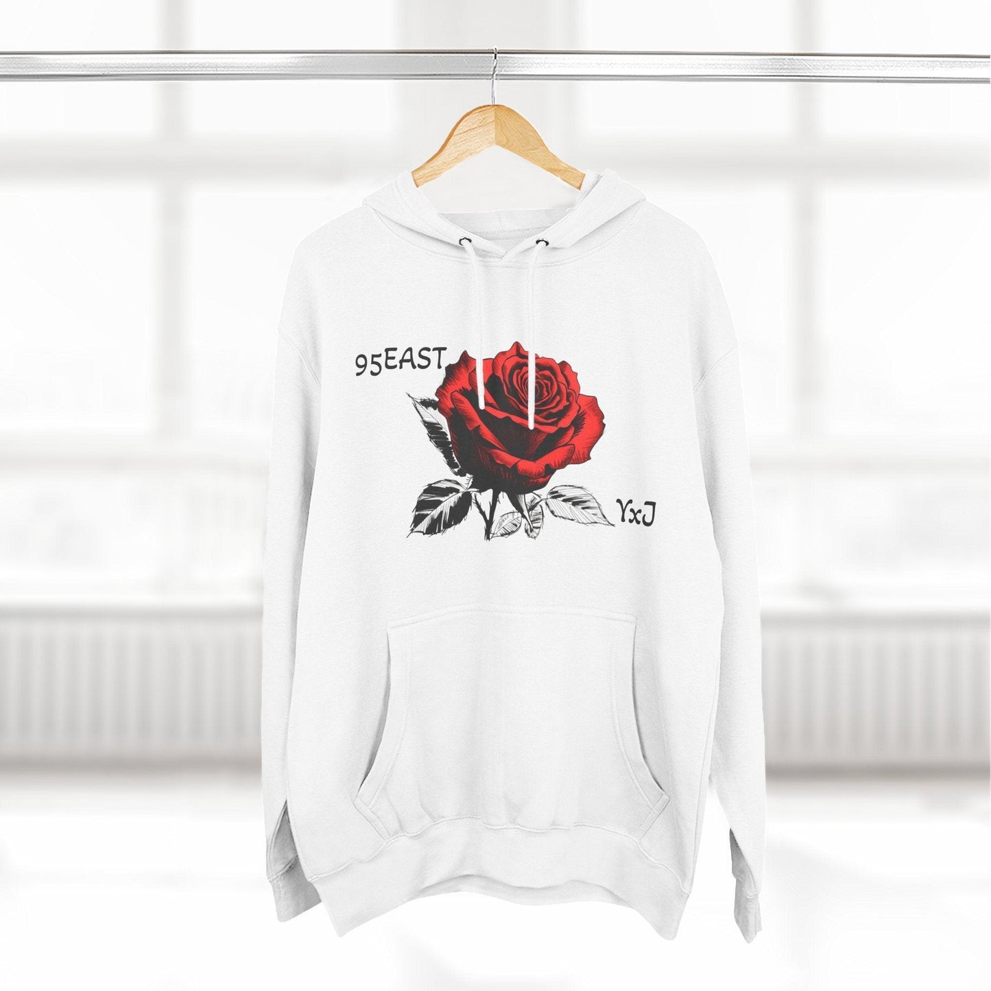 Fleece Hoodie - 95EAST YxJ RED ROSE Design - 95EAST YORKxJERSEY