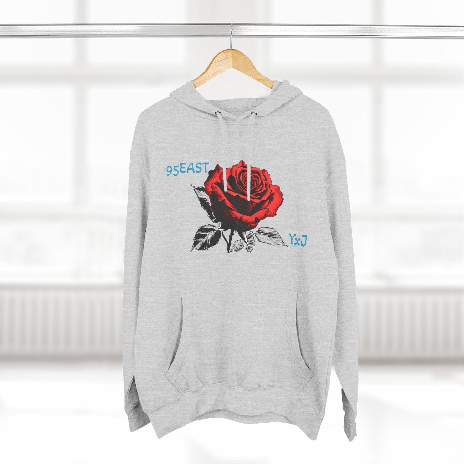 Fleece Hoodie - 95EAST YxJ RED ROSE Design - 95EAST YORKxJERSEY