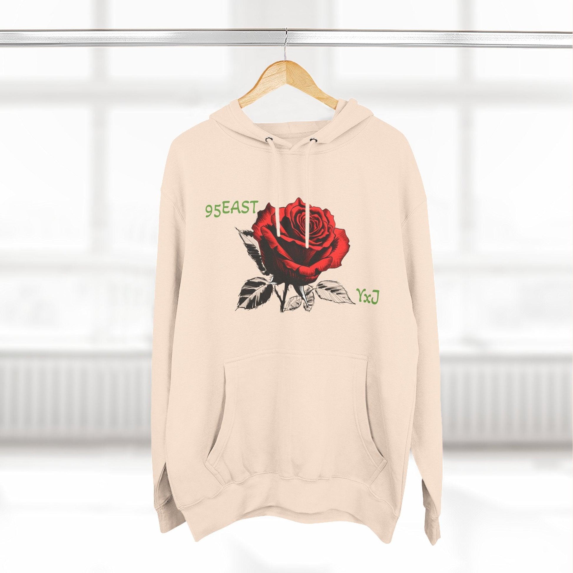 Fleece Hoodie - 95EAST YxJ RED ROSE Design - 95EAST YORKxJERSEY