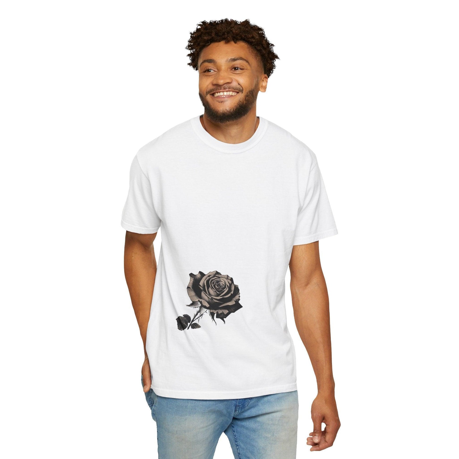 Rose Print T-shirt - 95East Unisex Garment-Dyed Tee - 95EAST YORKxJERSEY