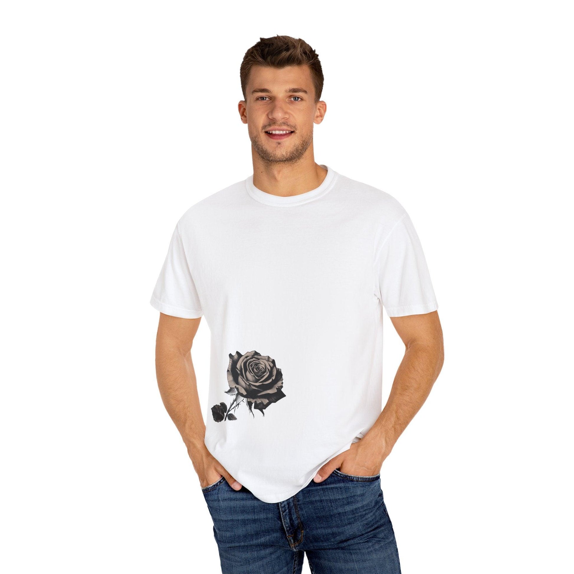 Rose Print T-shirt - 95East Unisex Garment-Dyed Tee - 95EAST YORKxJERSEY