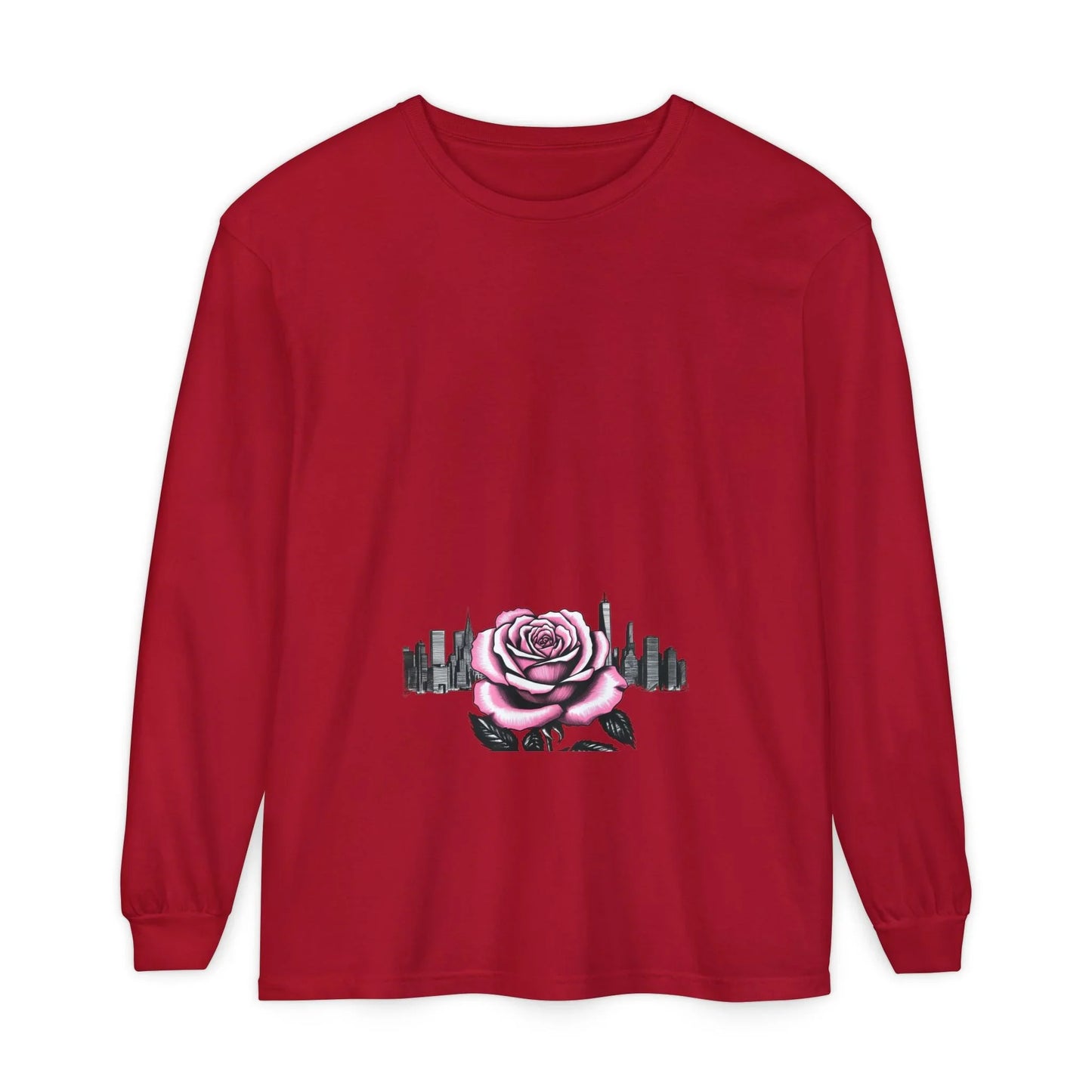 Queens Long Sleeve Tee — Rose & City Skyline Graphic