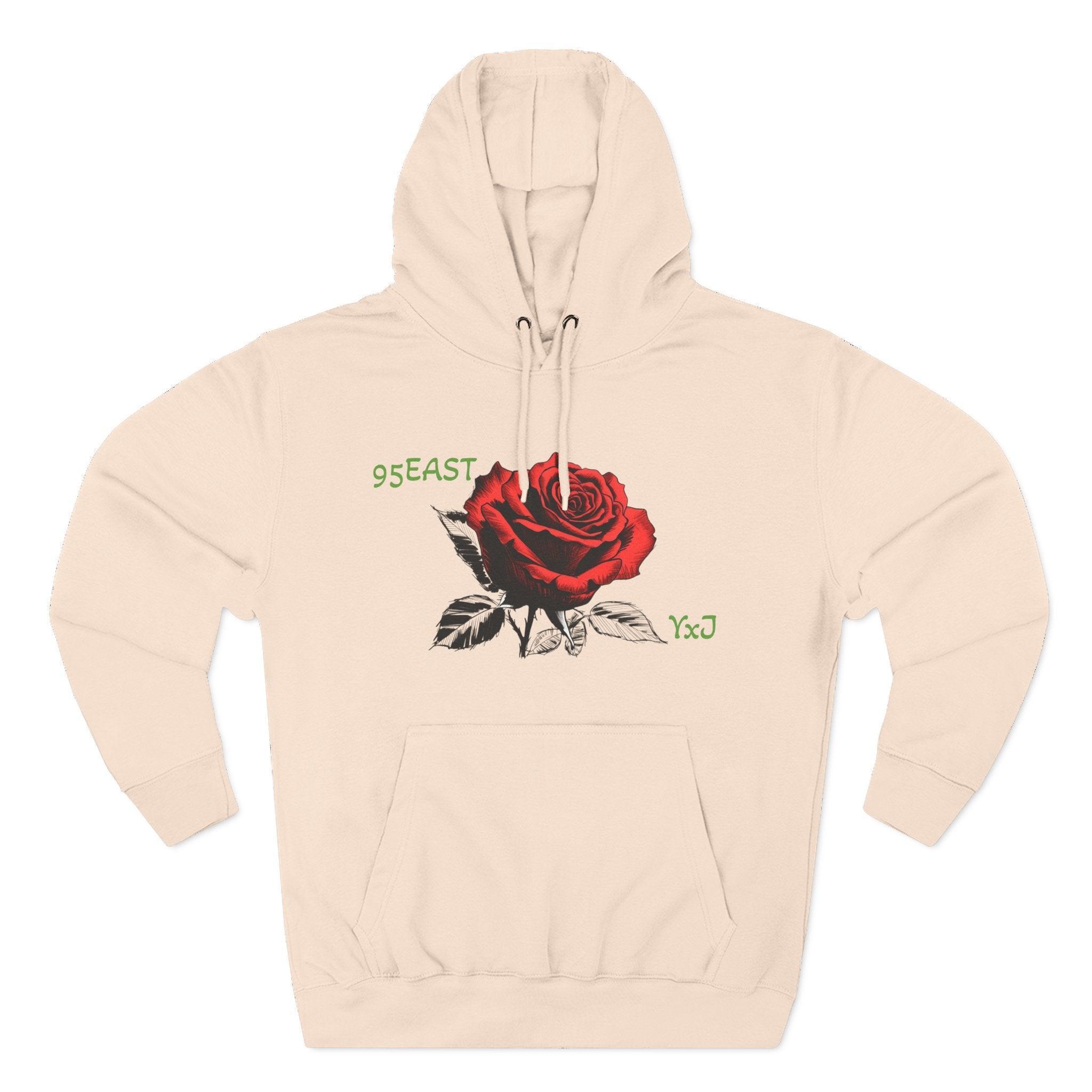 Fleece Hoodie - 95EAST YxJ RED ROSE Design - 95EAST YORKxJERSEY