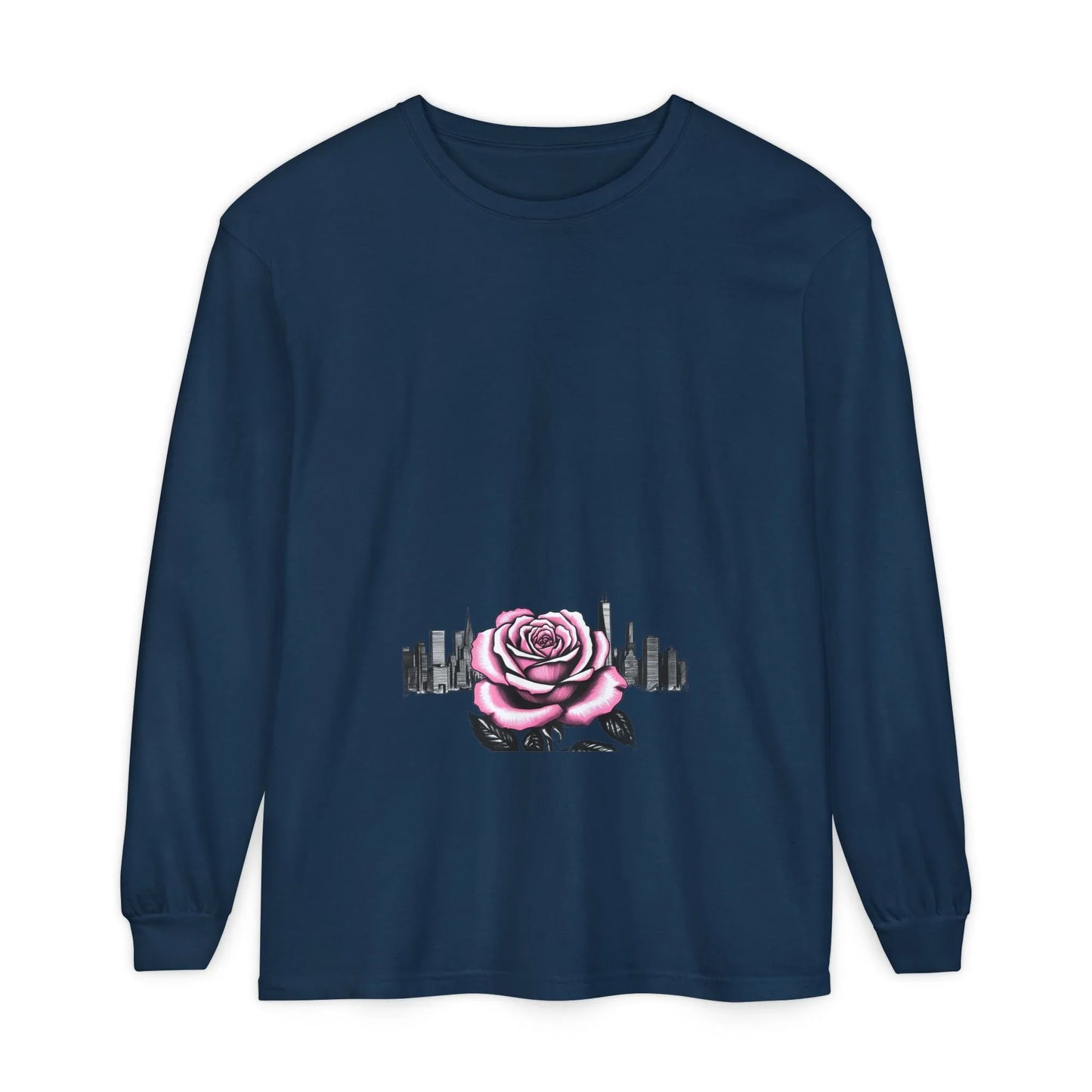 Queens Long Sleeve Tee — Rose & City Skyline Graphic