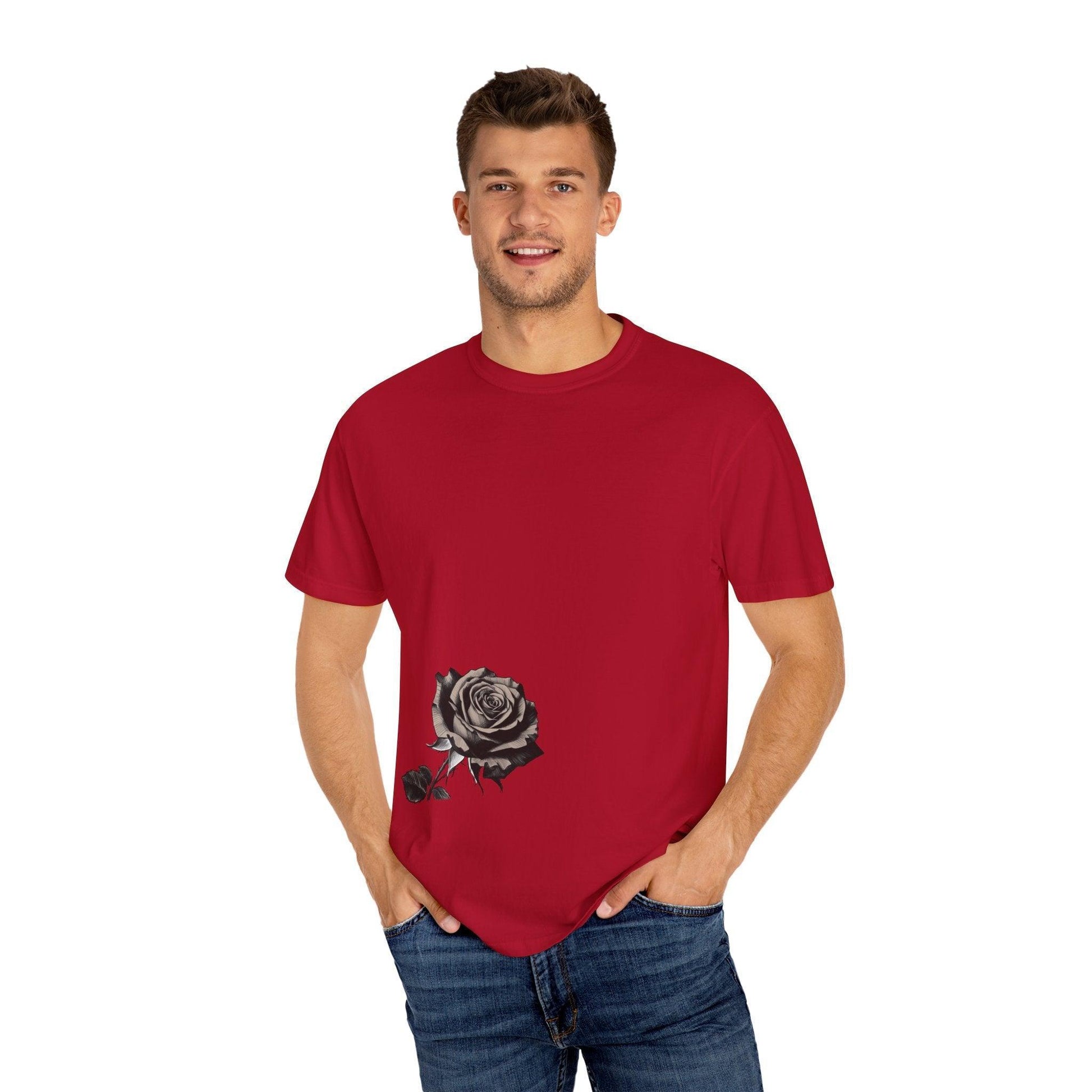 Rose Print T-shirt - 95East Unisex Garment-Dyed Tee - 95EAST YORKxJERSEY