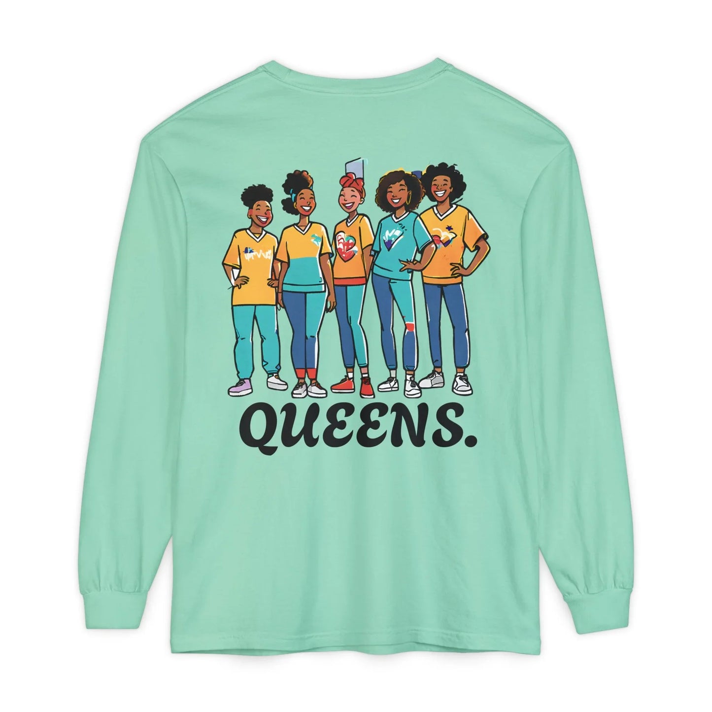 Queens Long Sleeve Tee — Rose & City Skyline Graphic