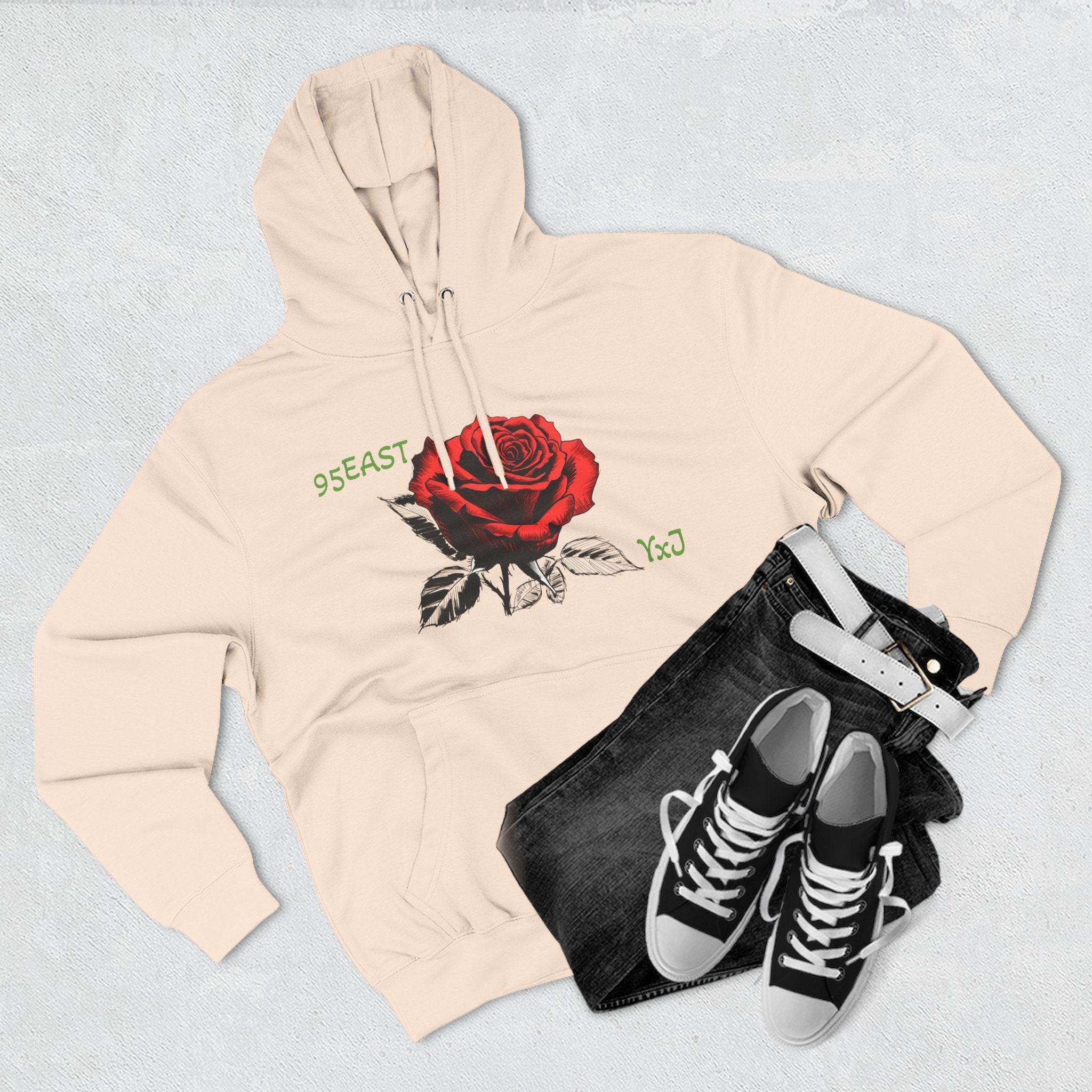Fleece Hoodie - 95EAST YxJ RED ROSE Design - 95EAST YORKxJERSEY