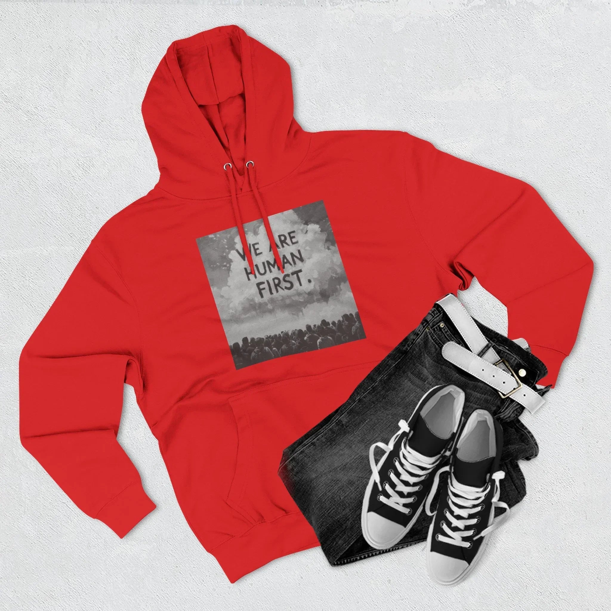 We Are Human First Hoodie – Social Justice Graphic Pullover