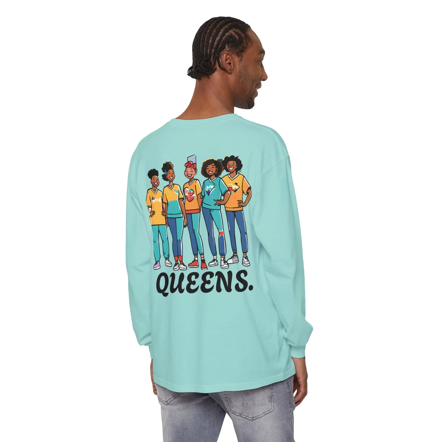 Queens Long Sleeve Tee — Rose & City Skyline Graphic