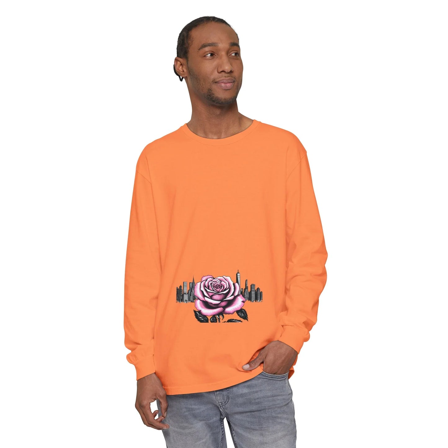 Queens Long Sleeve Tee — Rose & City Skyline Graphic