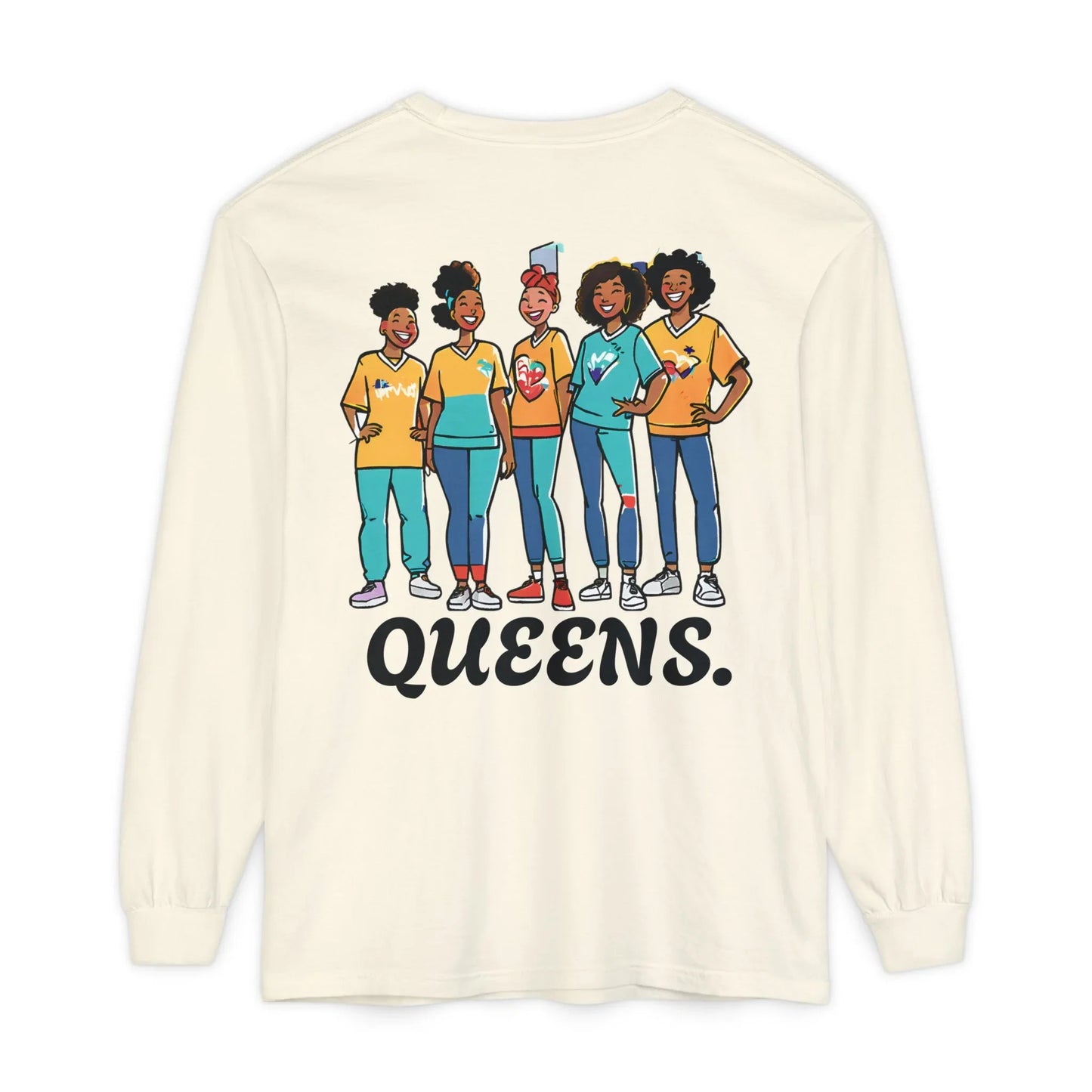 Queens Long Sleeve Tee — Rose & City Skyline Graphic