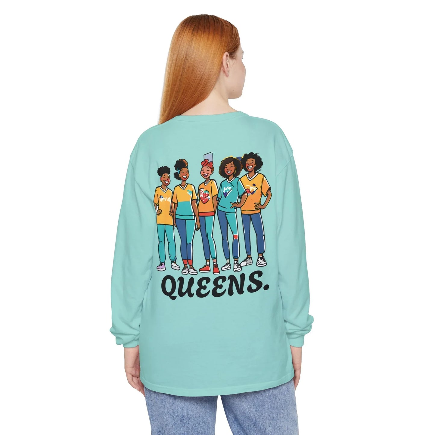 Queens Long Sleeve Tee — Rose & City Skyline Graphic