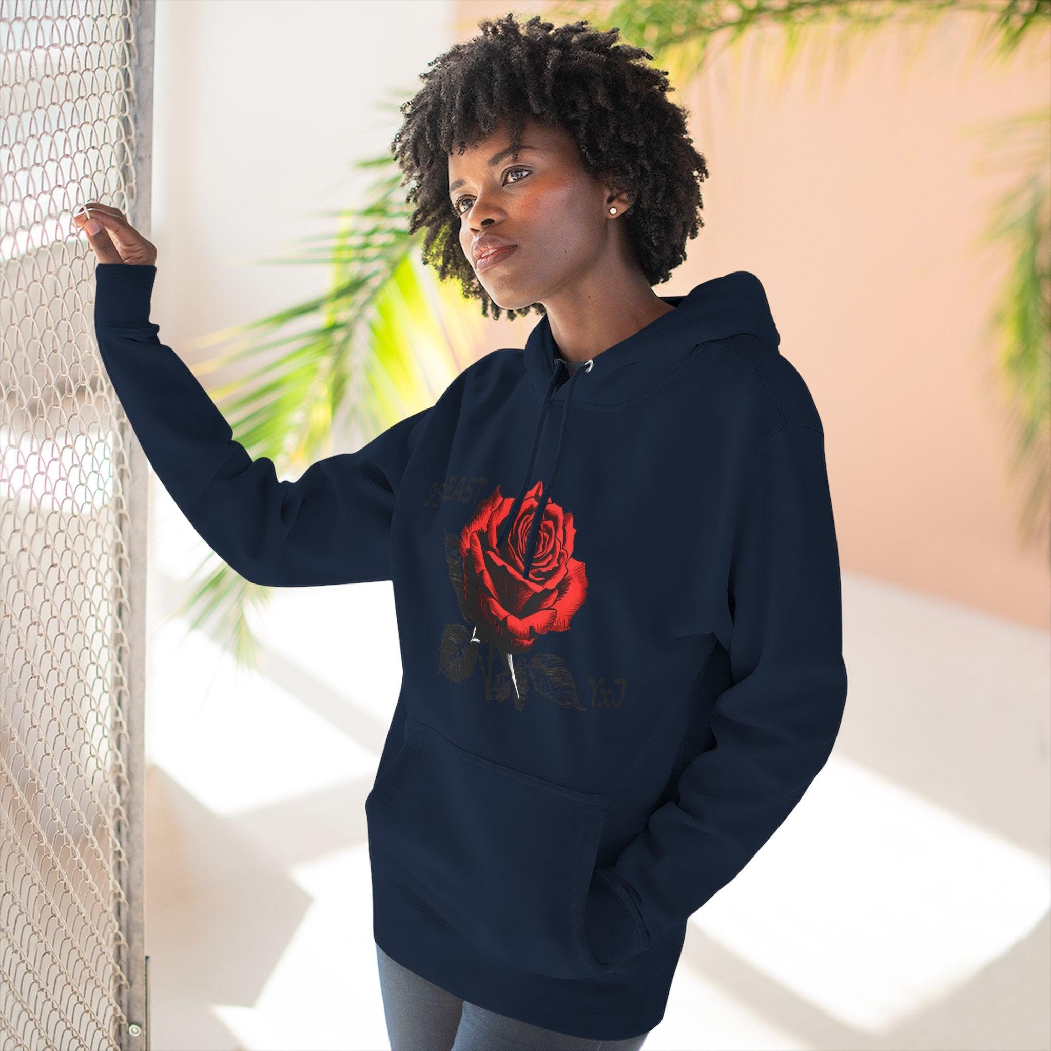 Fleece Hoodie - 95EAST YxJ RED ROSE Design - 95EAST YORKxJERSEY