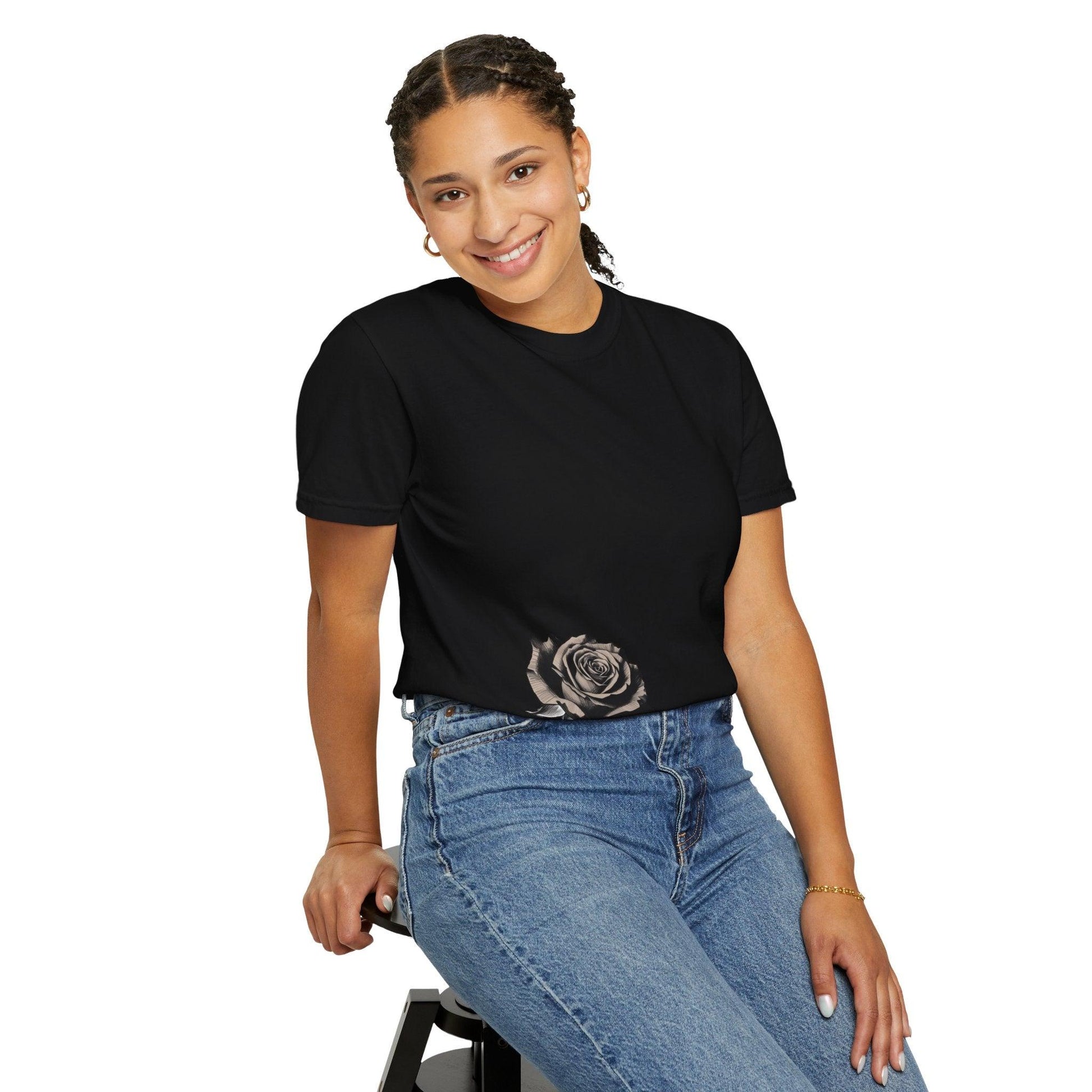 Rose Print T-shirt - 95East Unisex Garment-Dyed Tee - 95EAST YORKxJERSEY