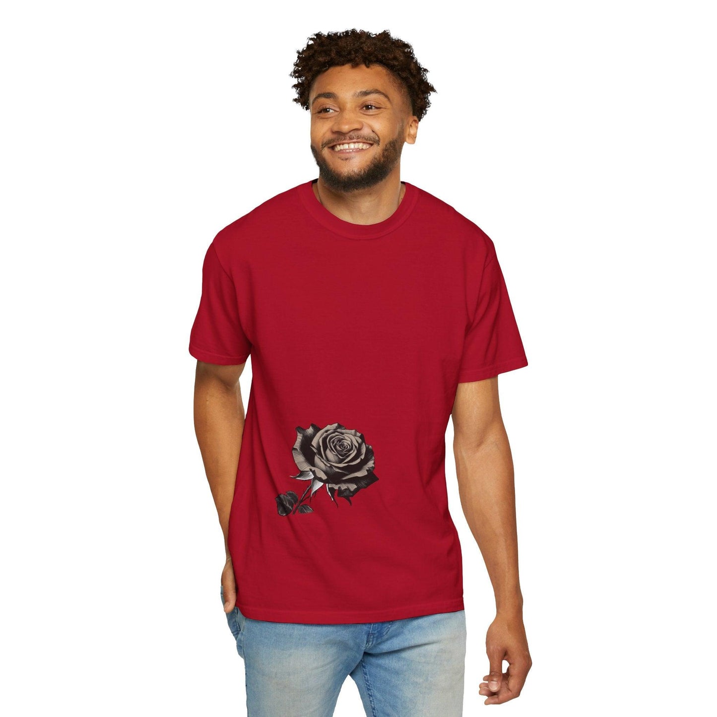 Rose Print T-shirt - 95East Unisex Garment-Dyed Tee - 95EAST YORKxJERSEY
