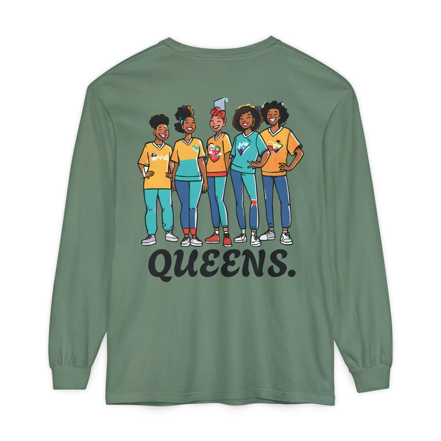 Queens Long Sleeve Tee — Rose & City Skyline Graphic