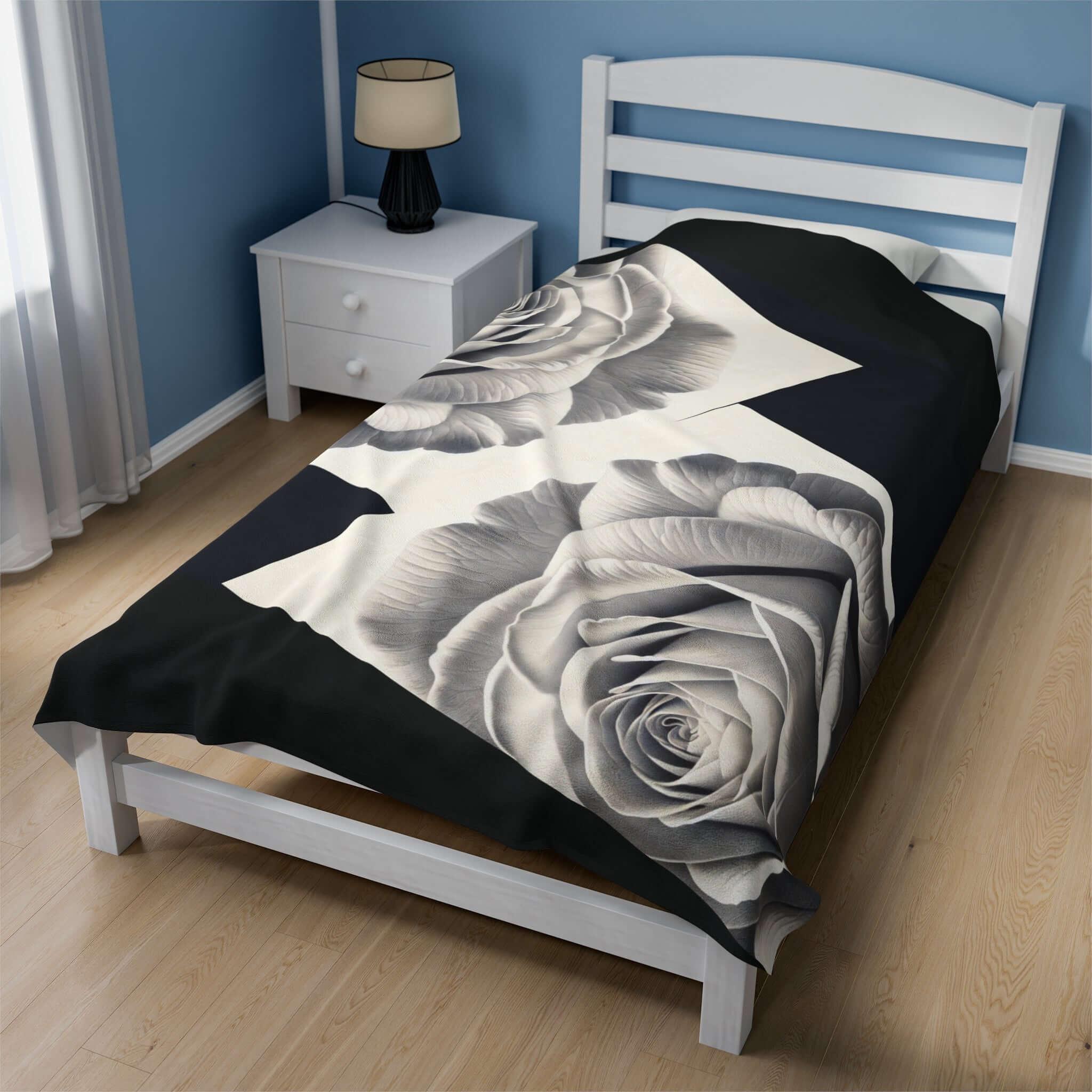 neutral roses Velveteen Plush Blanket - 95EAST YORKxJERSEY