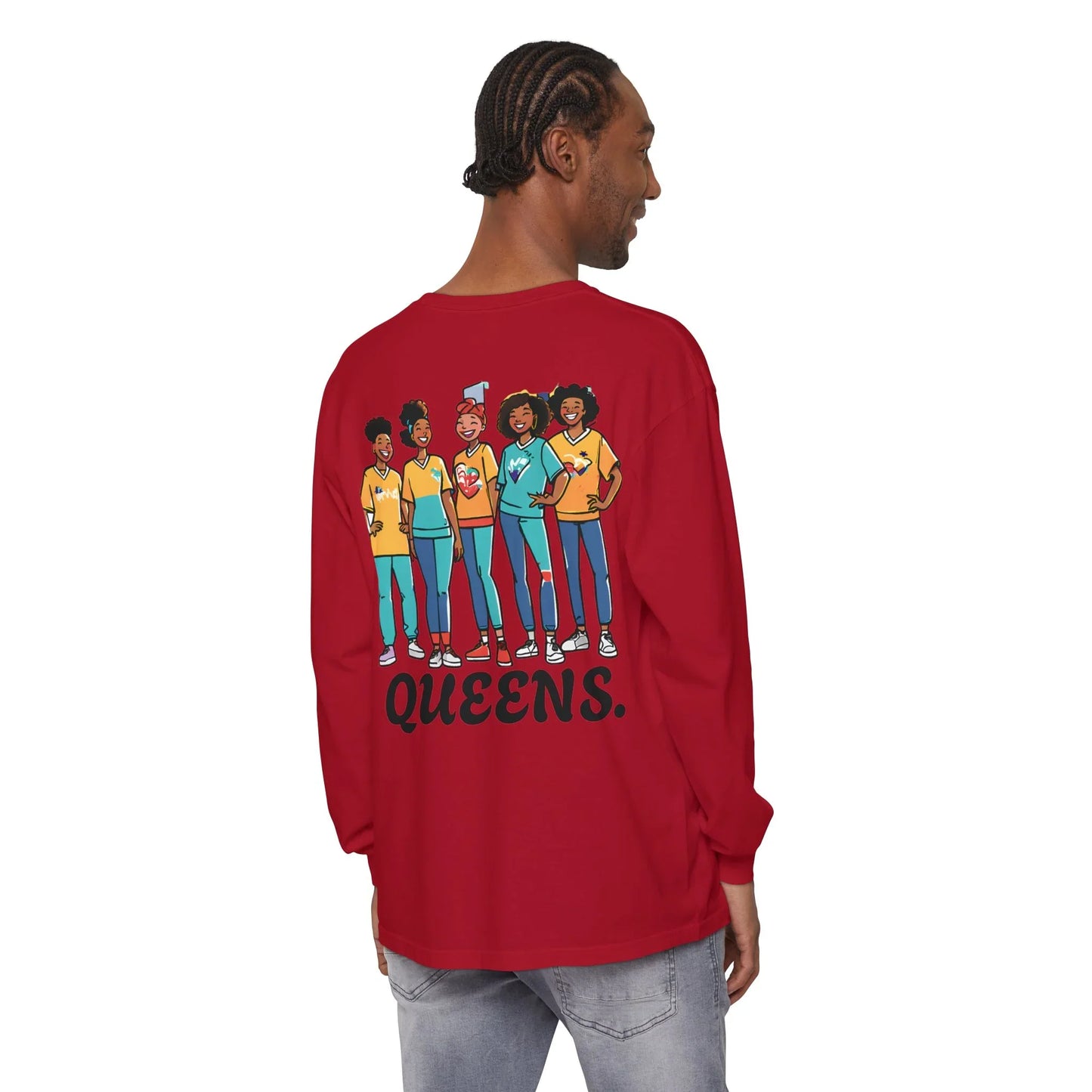 Queens Long Sleeve Tee — Rose & City Skyline Graphic