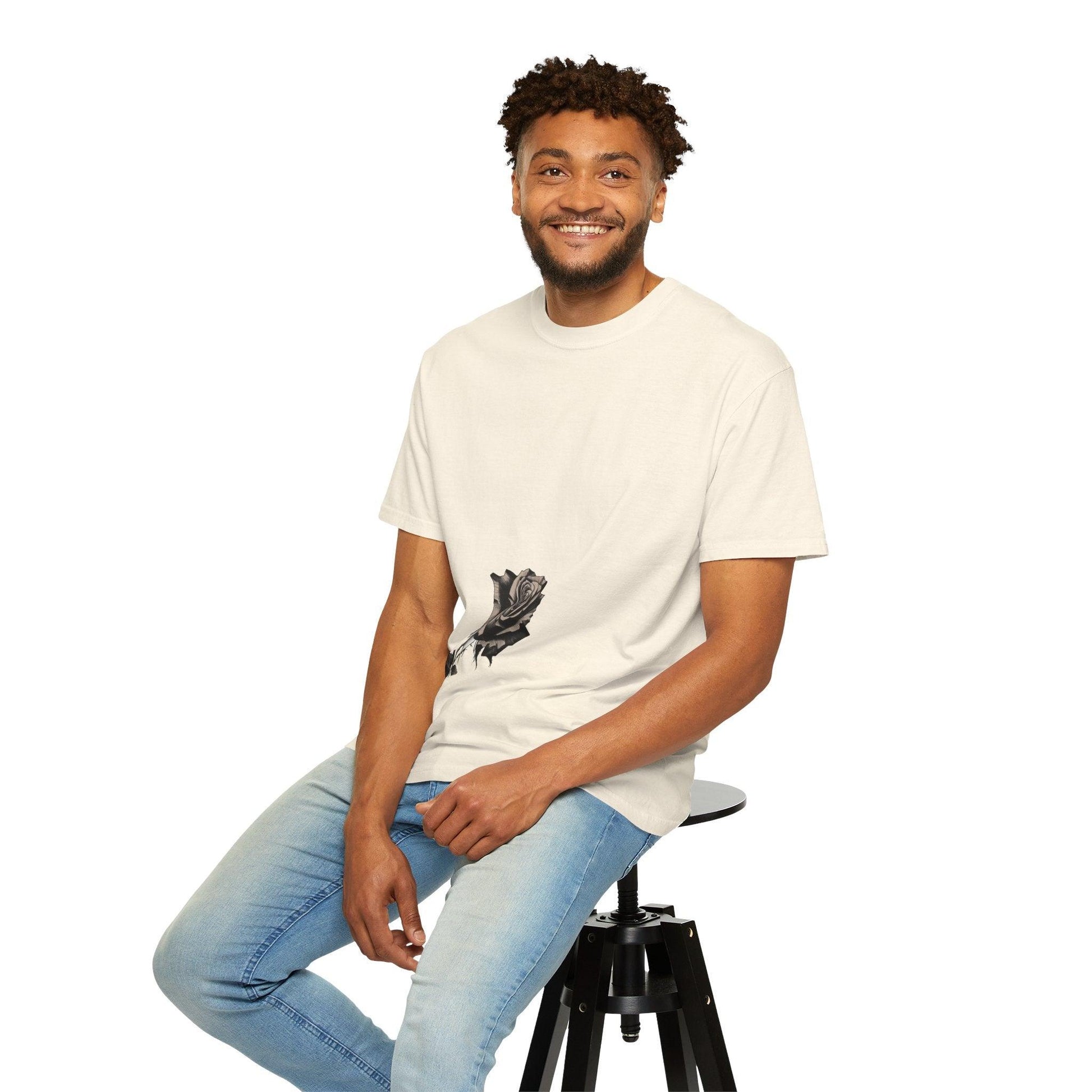Rose Print T-shirt - 95East Unisex Garment-Dyed Tee - 95EAST YORKxJERSEY