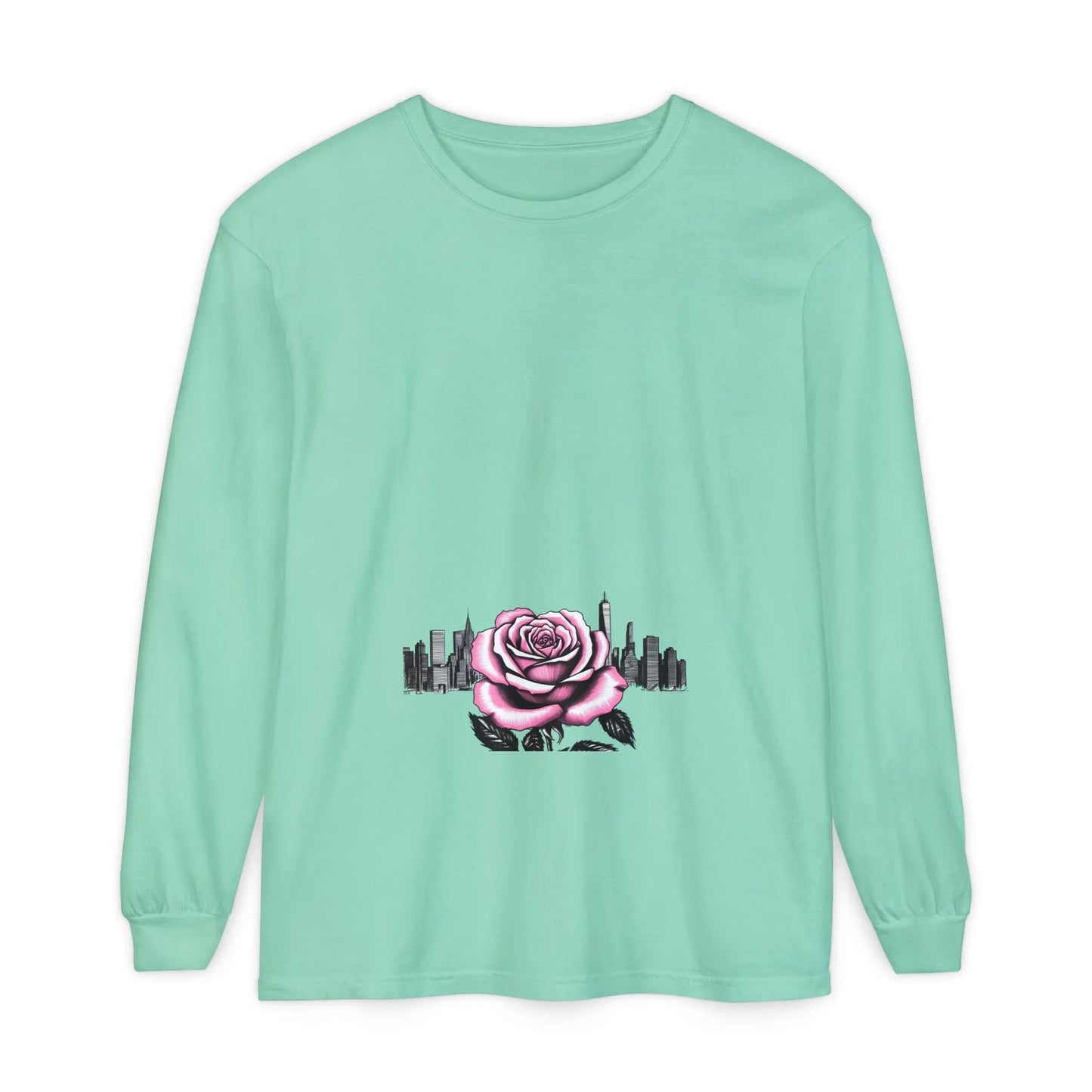 Queens Long Sleeve Tee — Rose & City Skyline Graphic