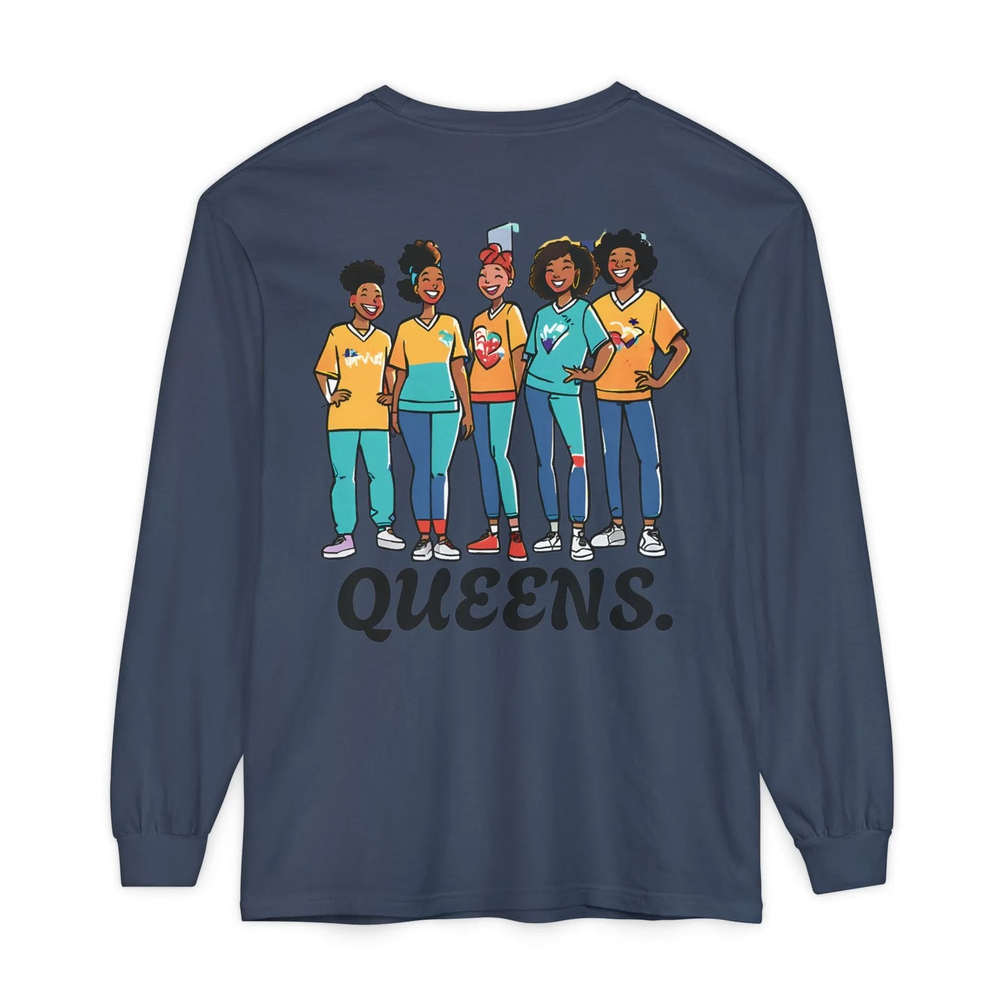 Queens Long Sleeve Tee — Rose & City Skyline Graphic