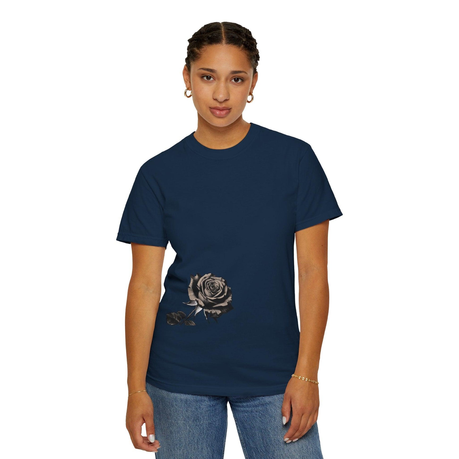 Rose Print T-shirt - 95East Unisex Garment-Dyed Tee - 95EAST YORKxJERSEY