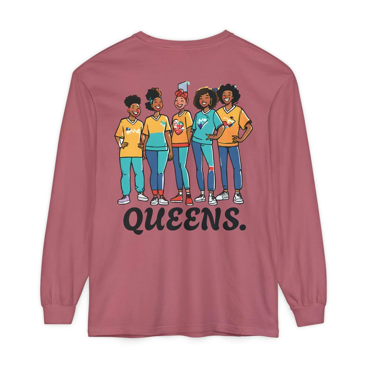 Queens Long Sleeve Tee — Rose & City Skyline Graphic