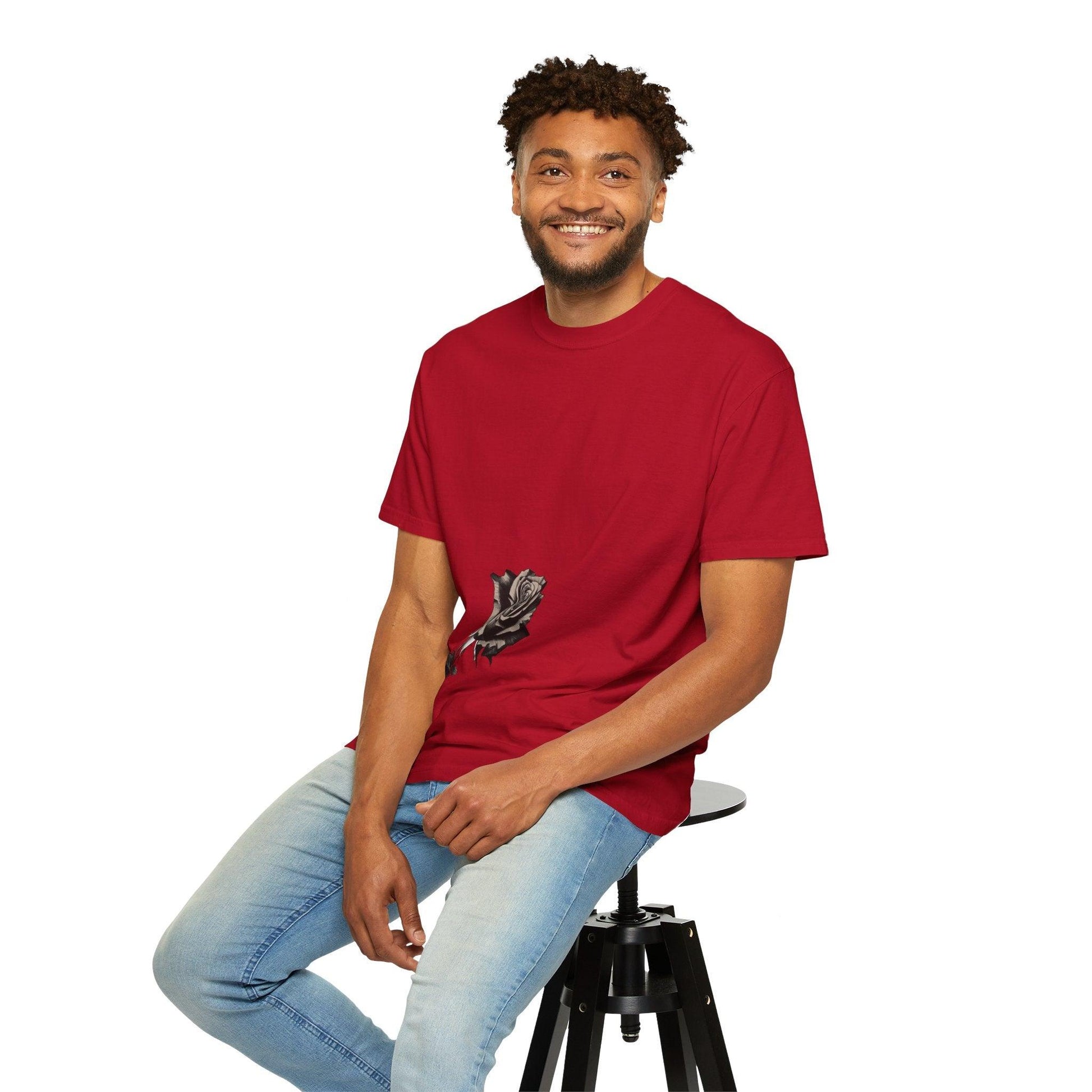 Rose Print T-shirt - 95East Unisex Garment-Dyed Tee - 95EAST YORKxJERSEY