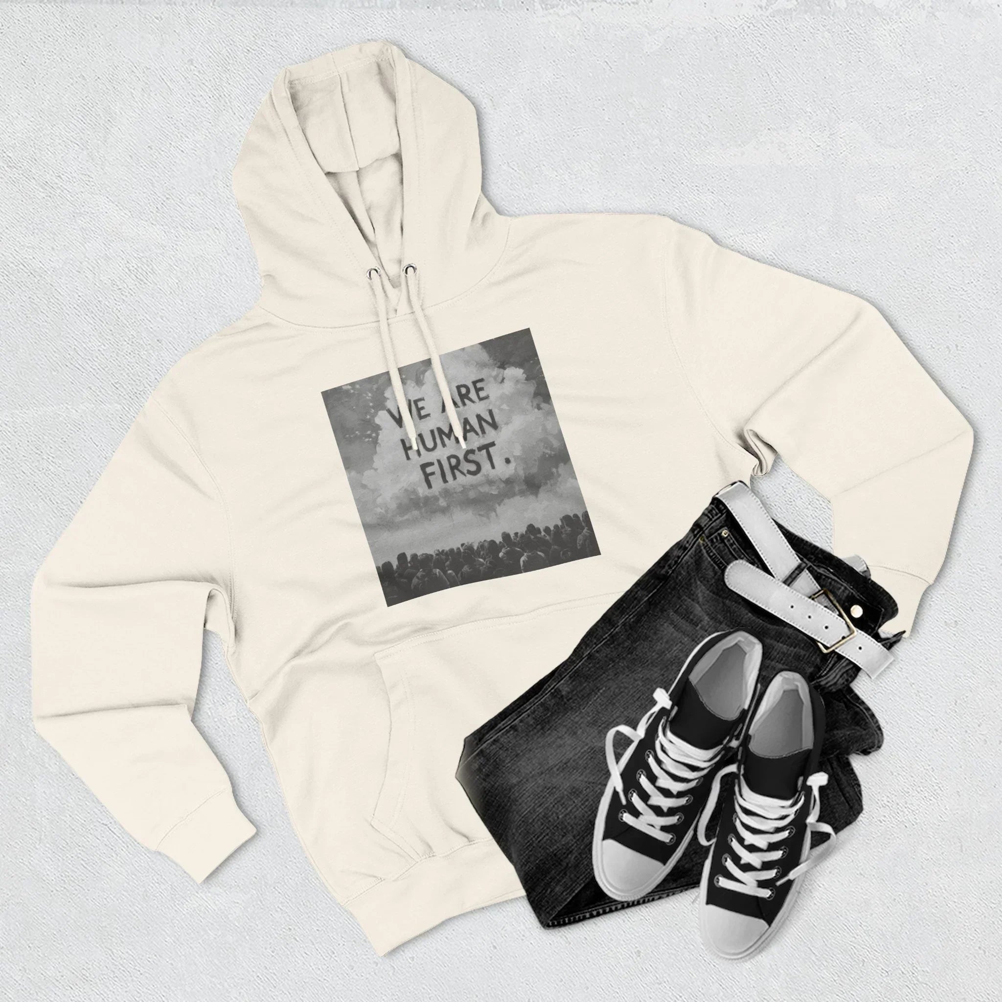 We Are Human First Hoodie – Social Justice Graphic Pullover