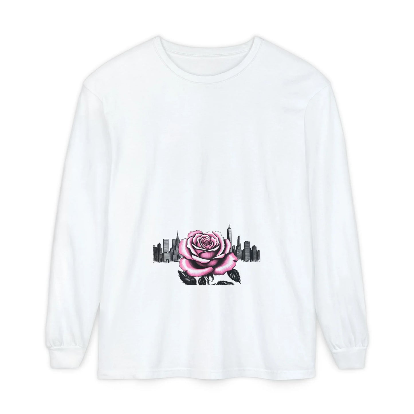 Queens Long Sleeve Tee — Rose & City Skyline Graphic