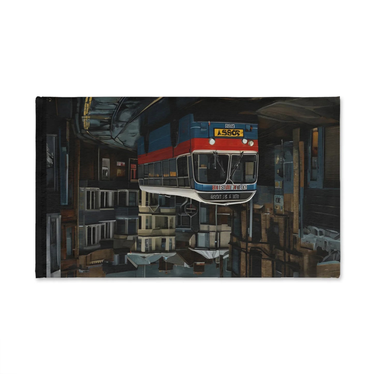 Hand Towel - Vintage City Bus Retro London Street Scene