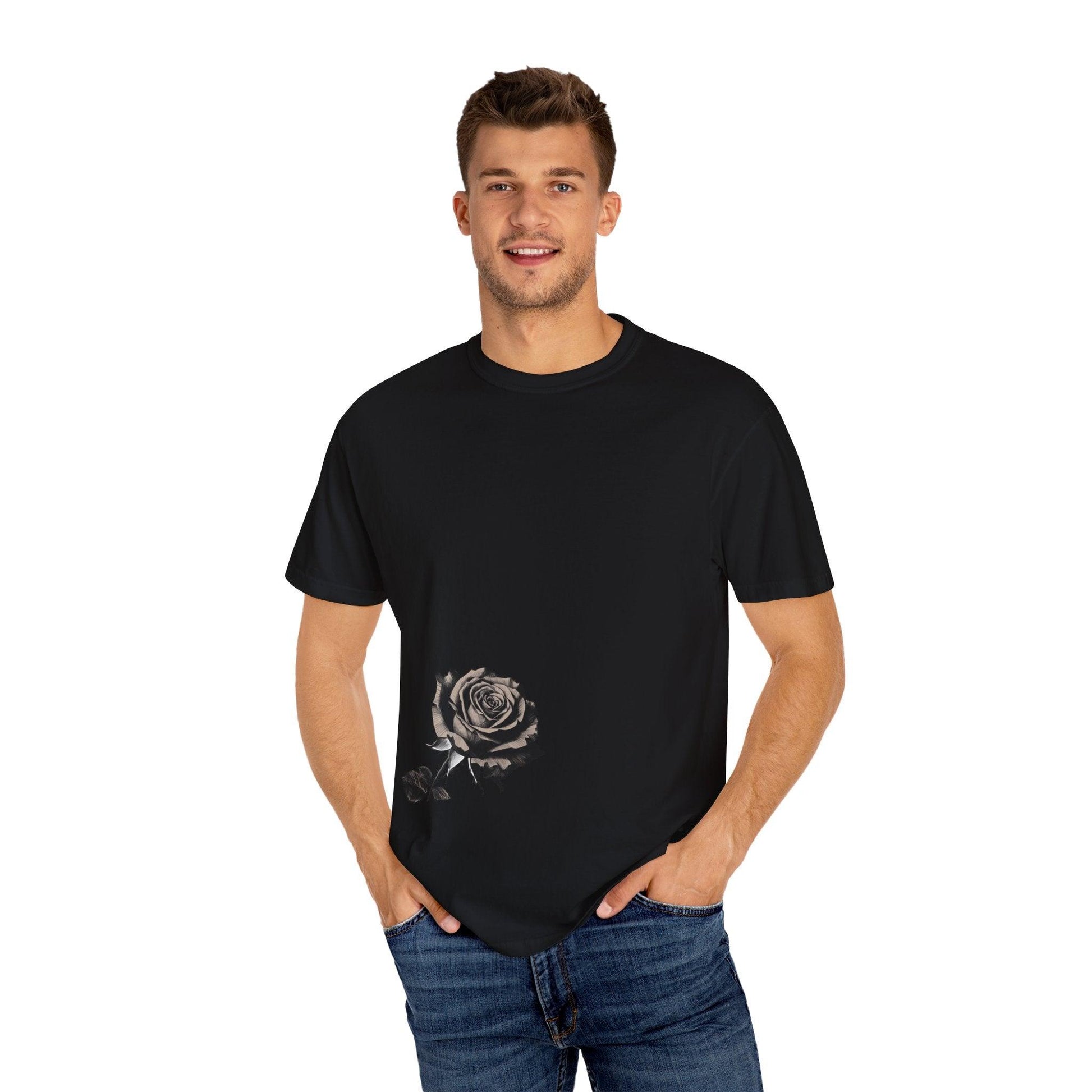 Rose Print T-shirt - 95East Unisex Garment-Dyed Tee - 95EAST YORKxJERSEY