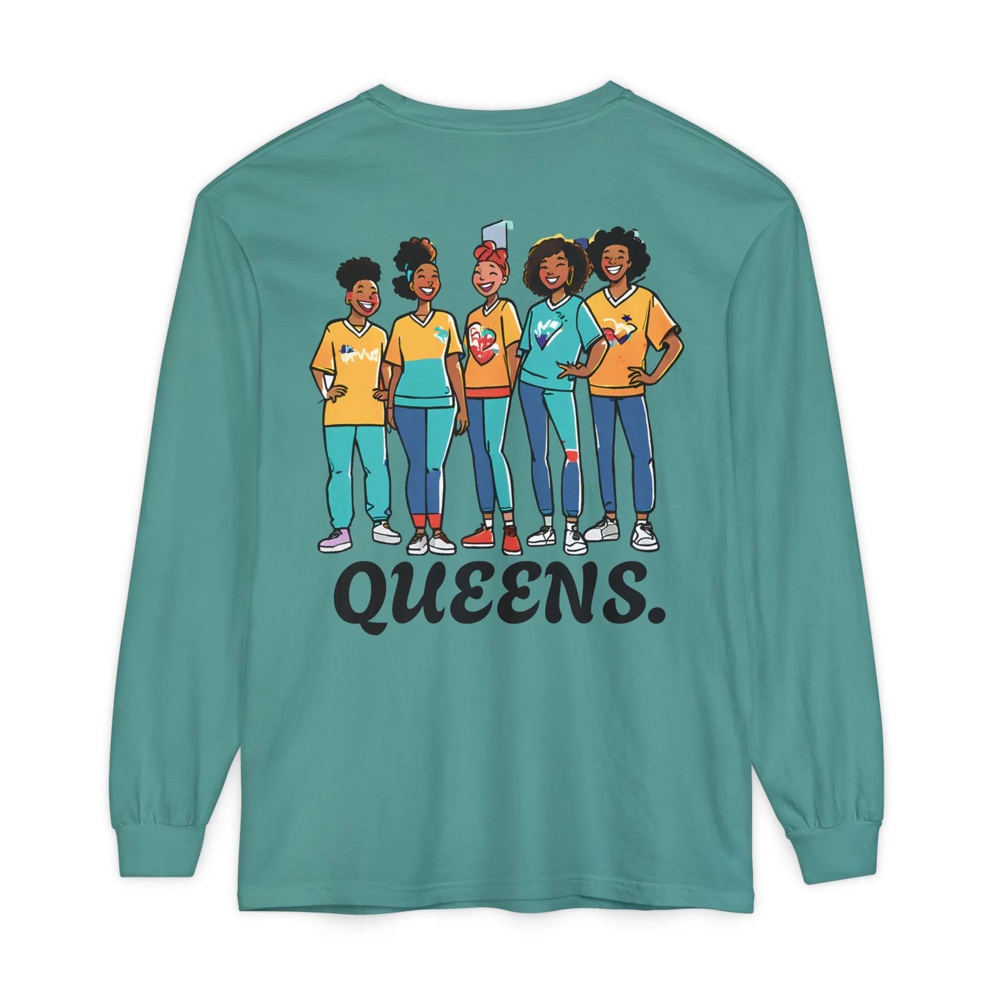 Queens Long Sleeve Tee — Rose & City Skyline Graphic
