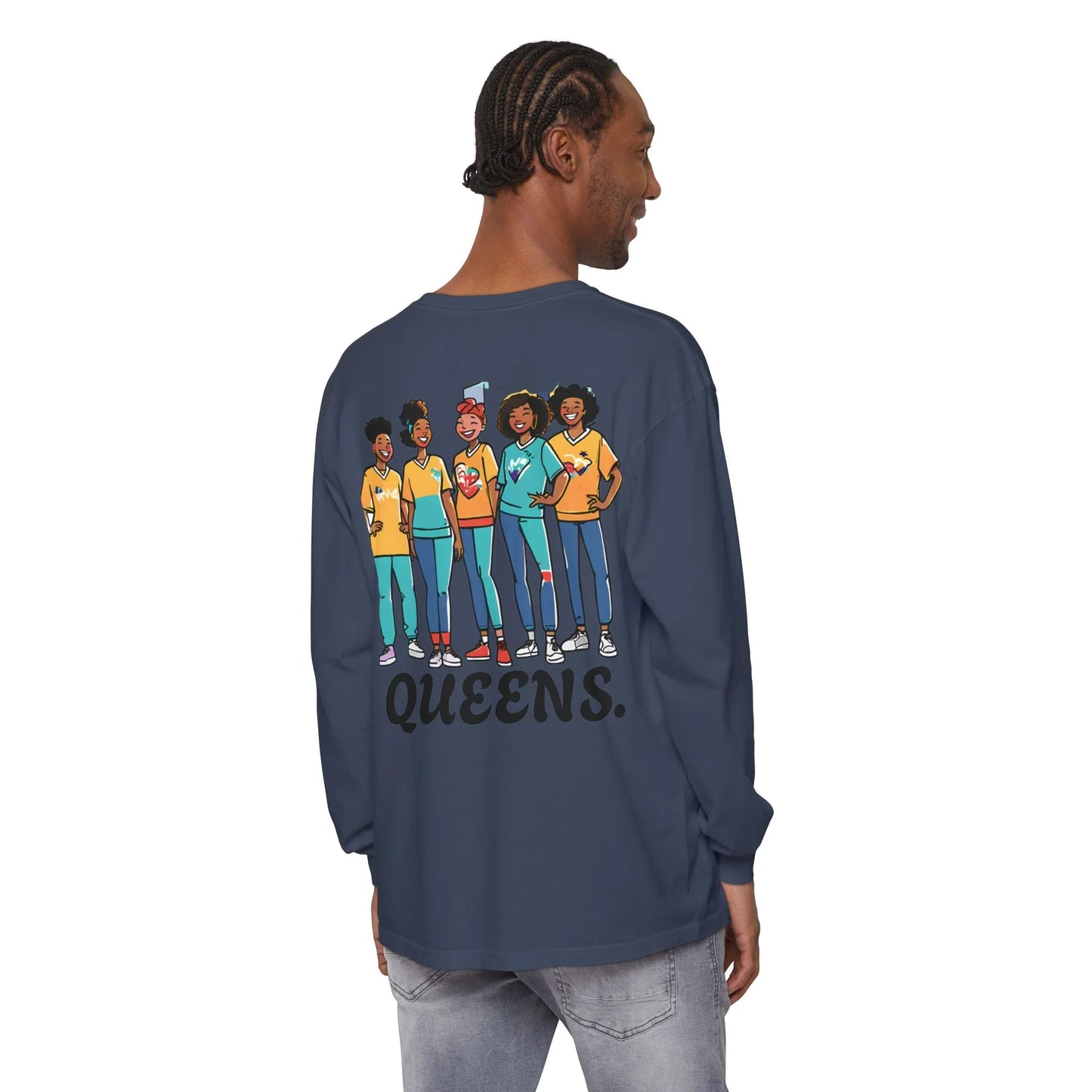 Queens Long Sleeve Tee — Rose & City Skyline Graphic