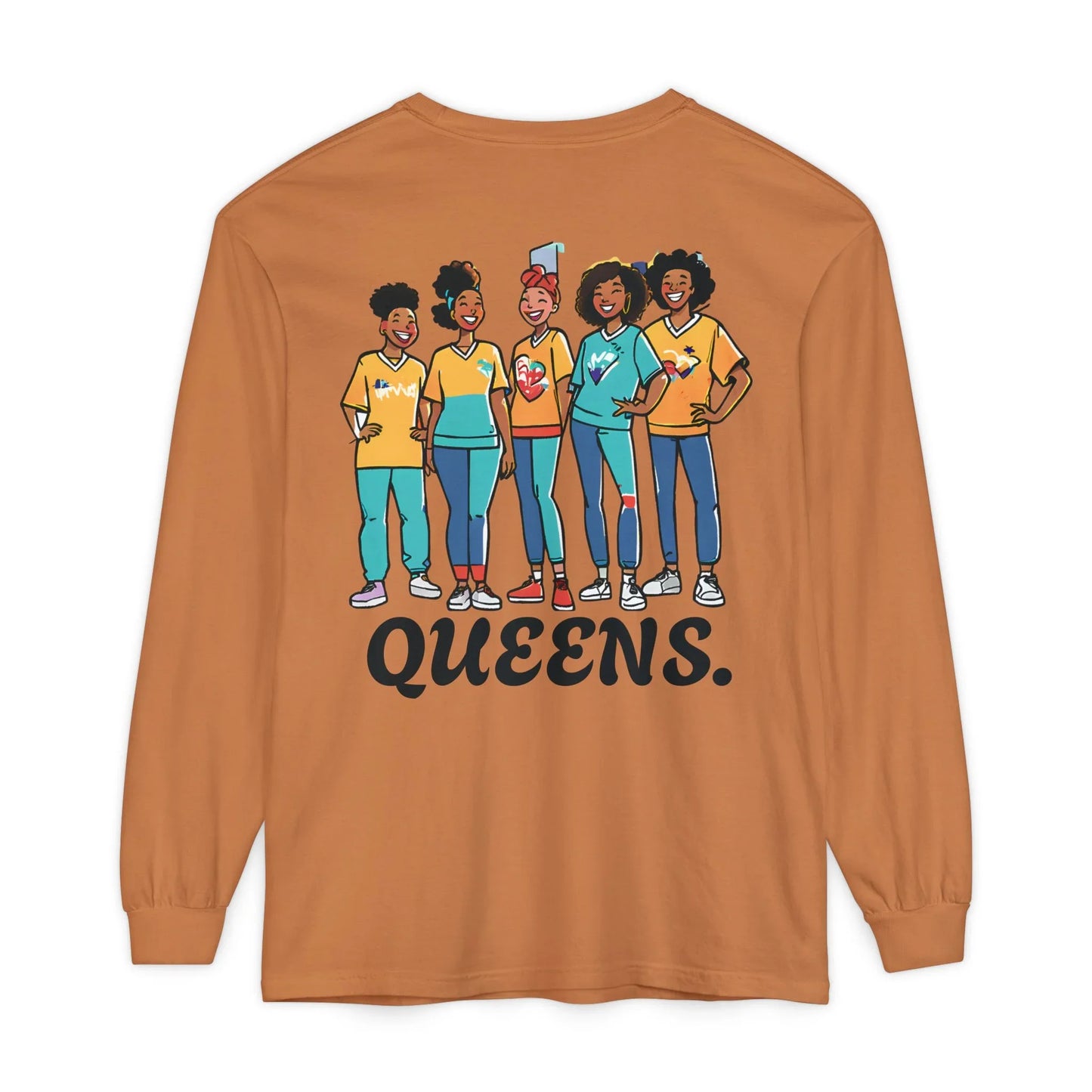 Queens Long Sleeve Tee — Rose & City Skyline Graphic