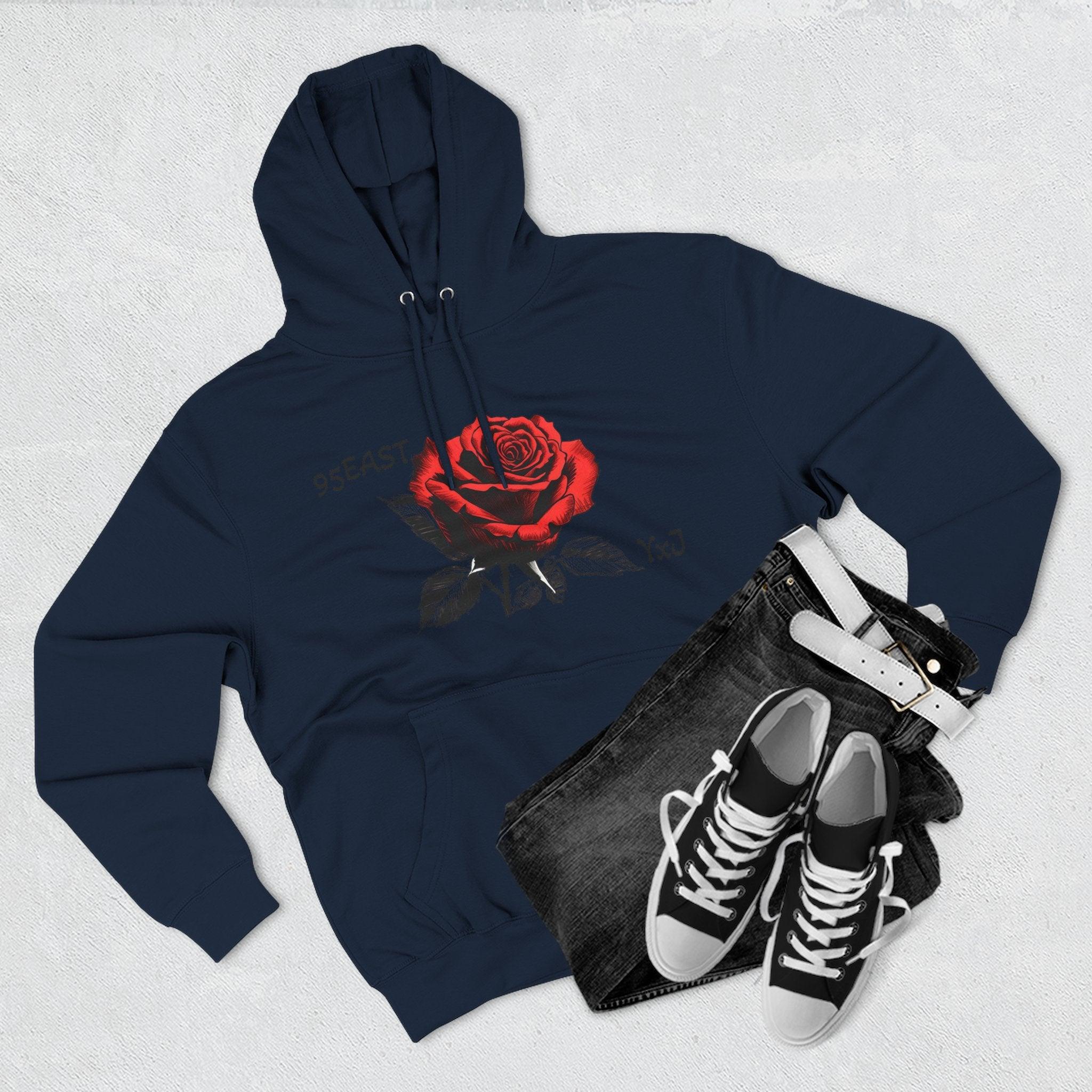 Fleece Hoodie - 95EAST YxJ RED ROSE Design - 95EAST YORKxJERSEY