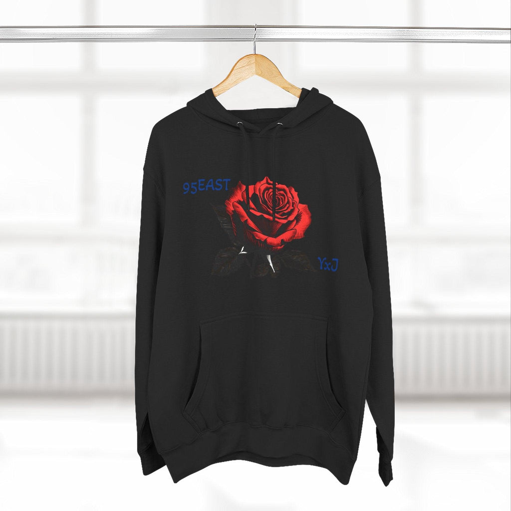 Fleece Hoodie - 95EAST YxJ RED ROSE Design - 95EAST YORKxJERSEY
