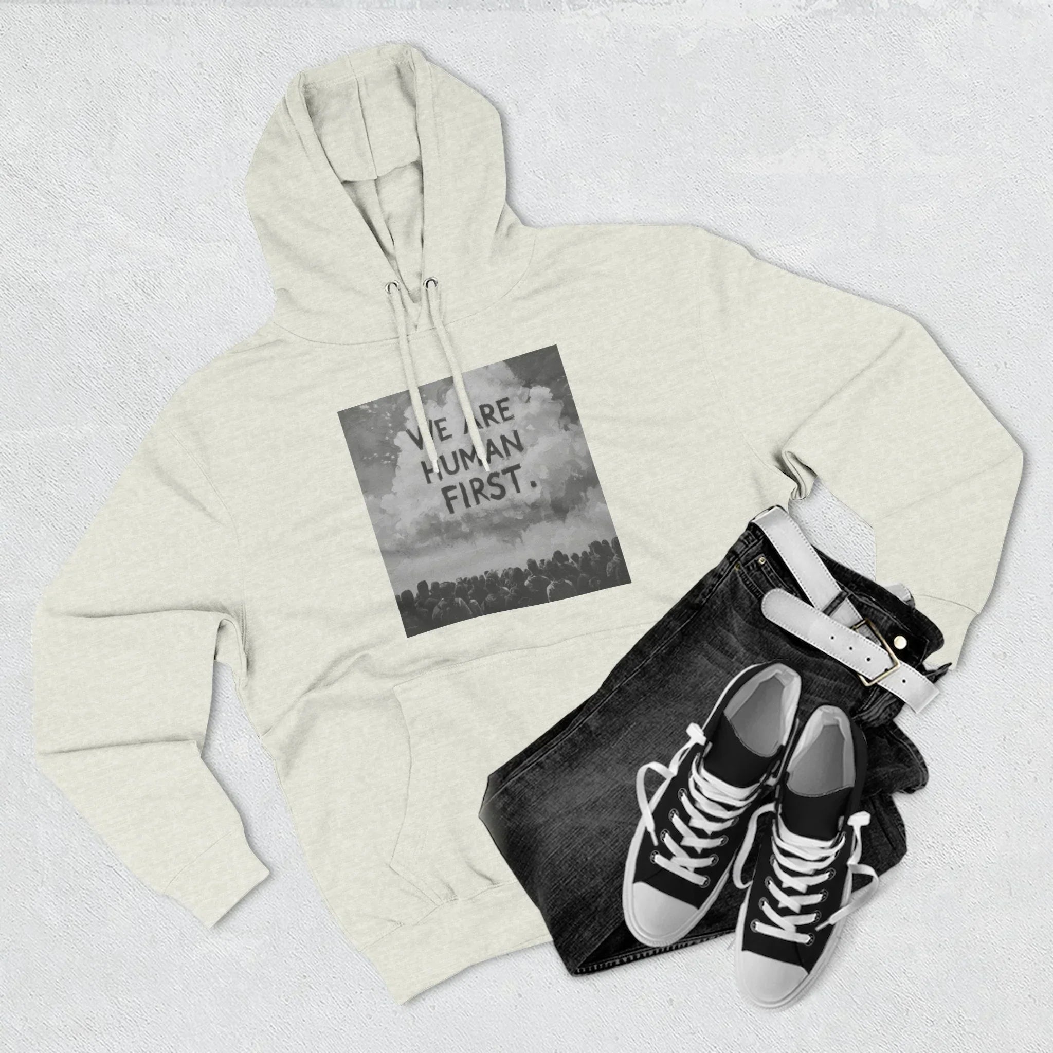 We Are Human First Hoodie – Social Justice Graphic Pullover