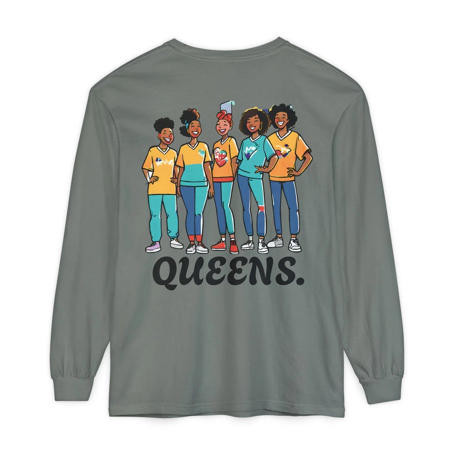 Queens Long Sleeve Tee — Rose & City Skyline Graphic