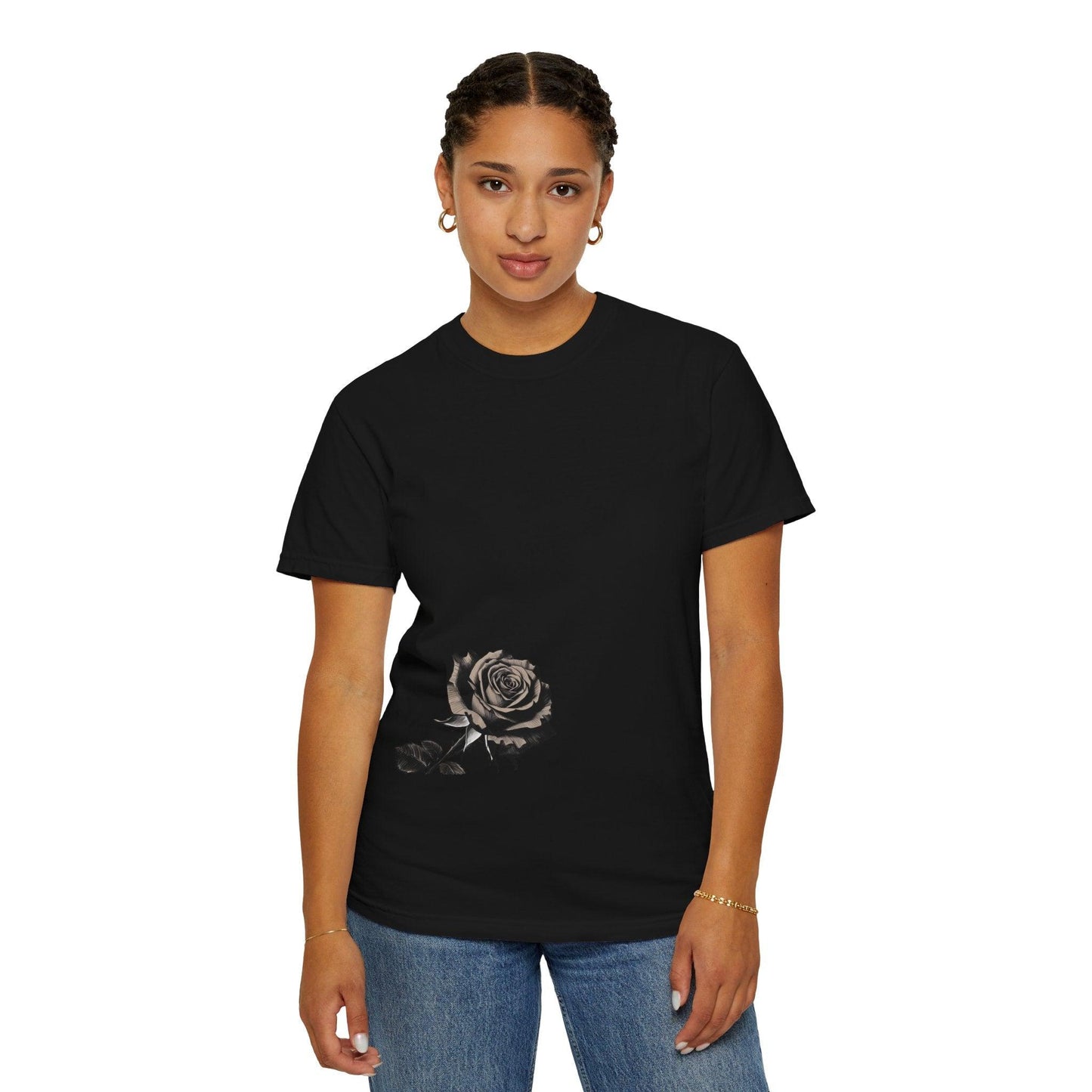 Rose Print T-shirt - 95East Unisex Garment-Dyed Tee - 95EAST YORKxJERSEY
