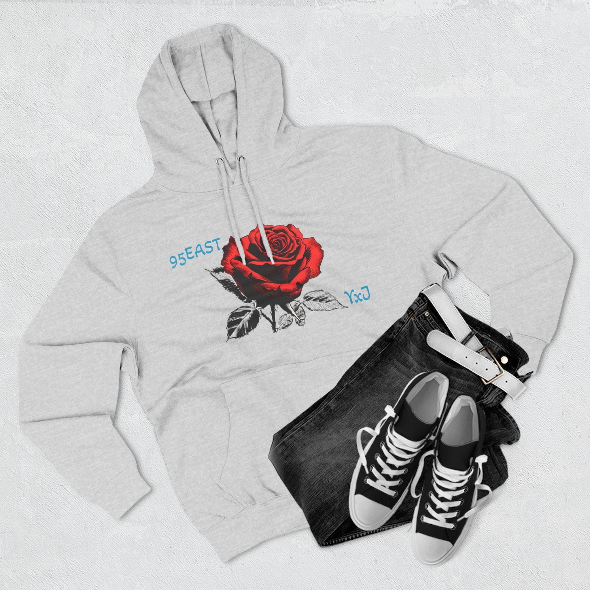 Fleece Hoodie - 95EAST YxJ RED ROSE Design - 95EAST YORKxJERSEY