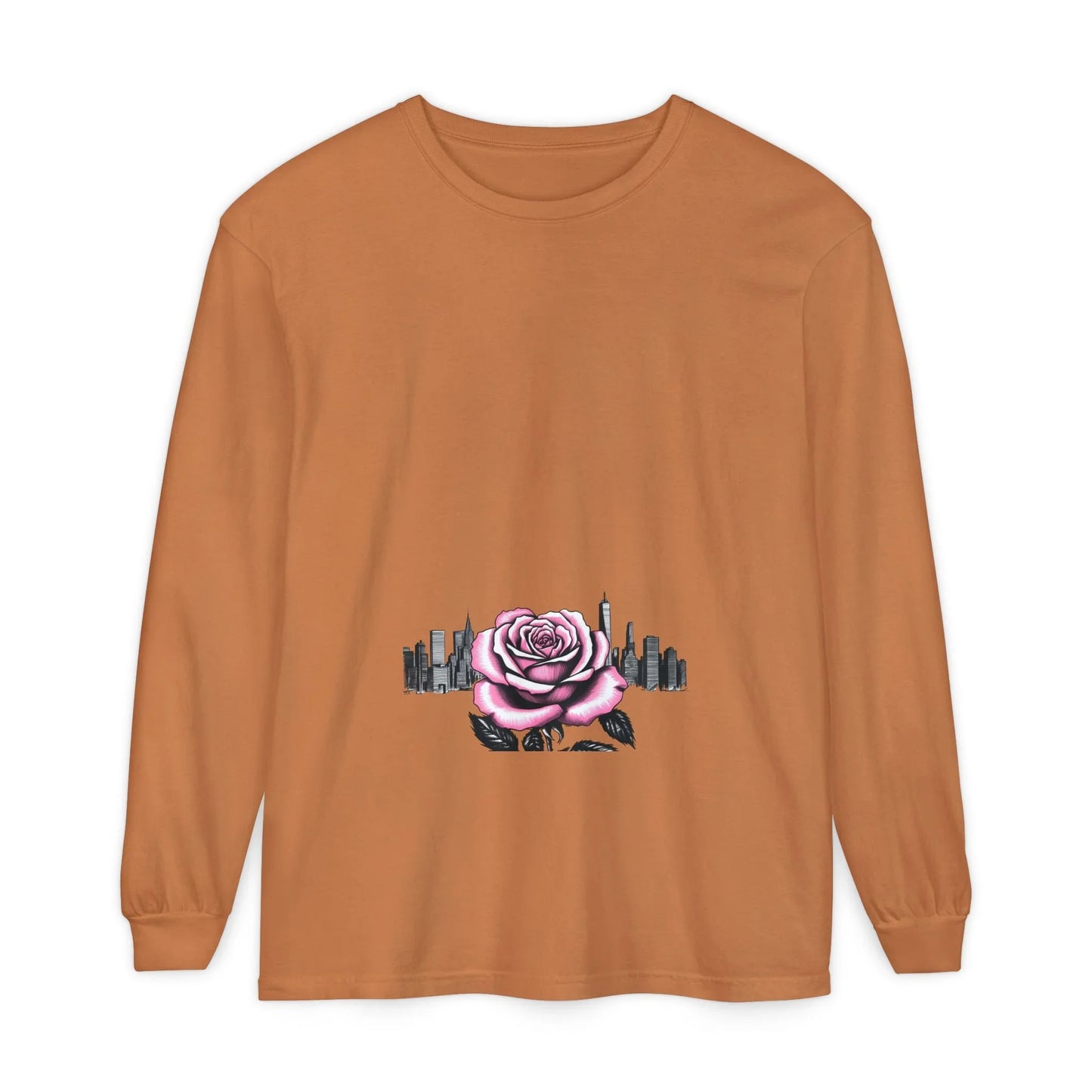 Queens Long Sleeve Tee — Rose & City Skyline Graphic