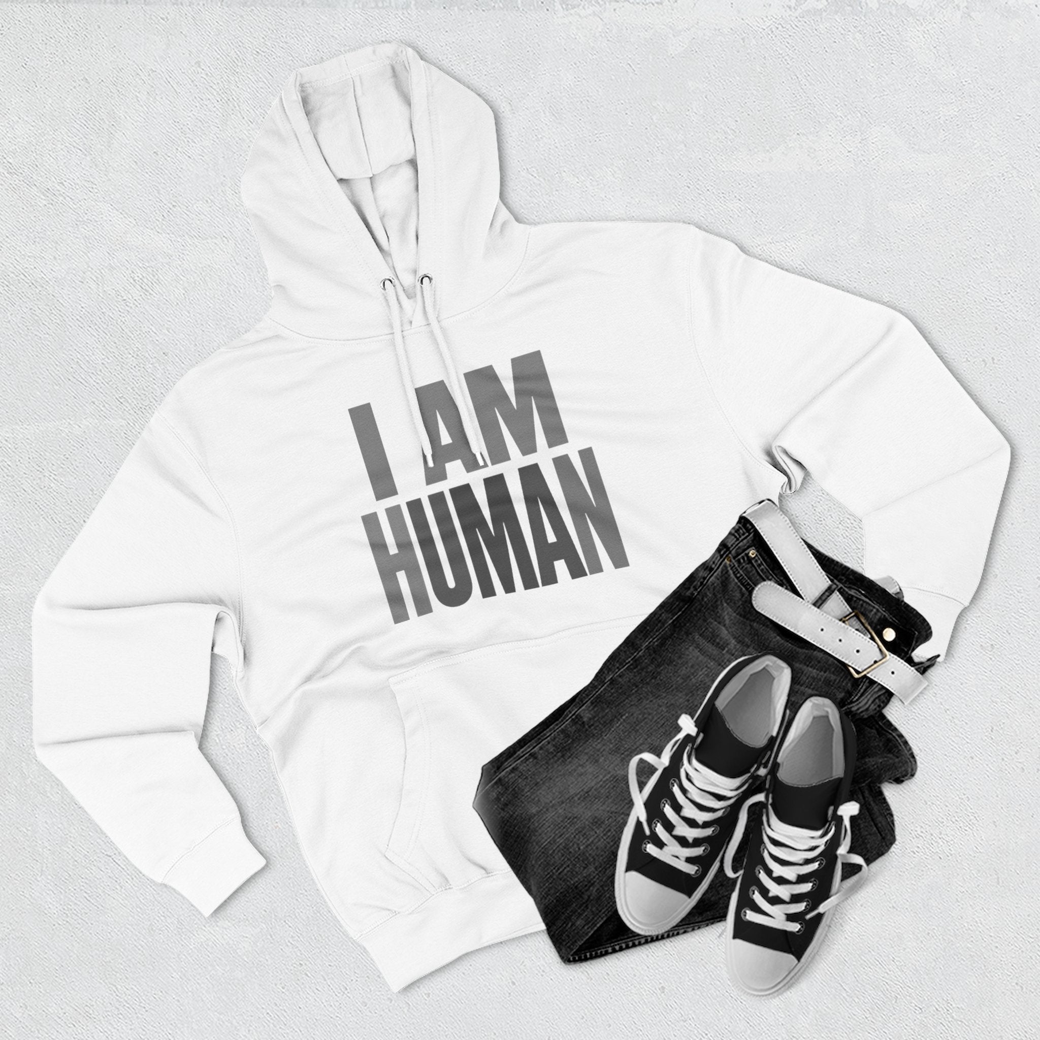 I AM HUMAN Hoodie — Bold Statement Unisex Graphic Pullover