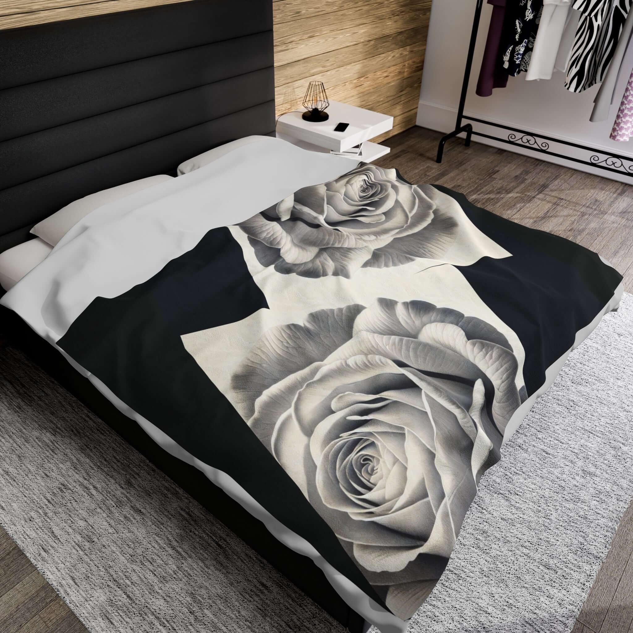 neutral roses Velveteen Plush Blanket - 95EAST YORKxJERSEY