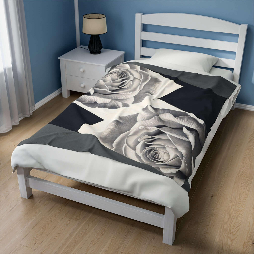 neutral roses Velveteen Plush Blanket - 95EAST YORKxJERSEY