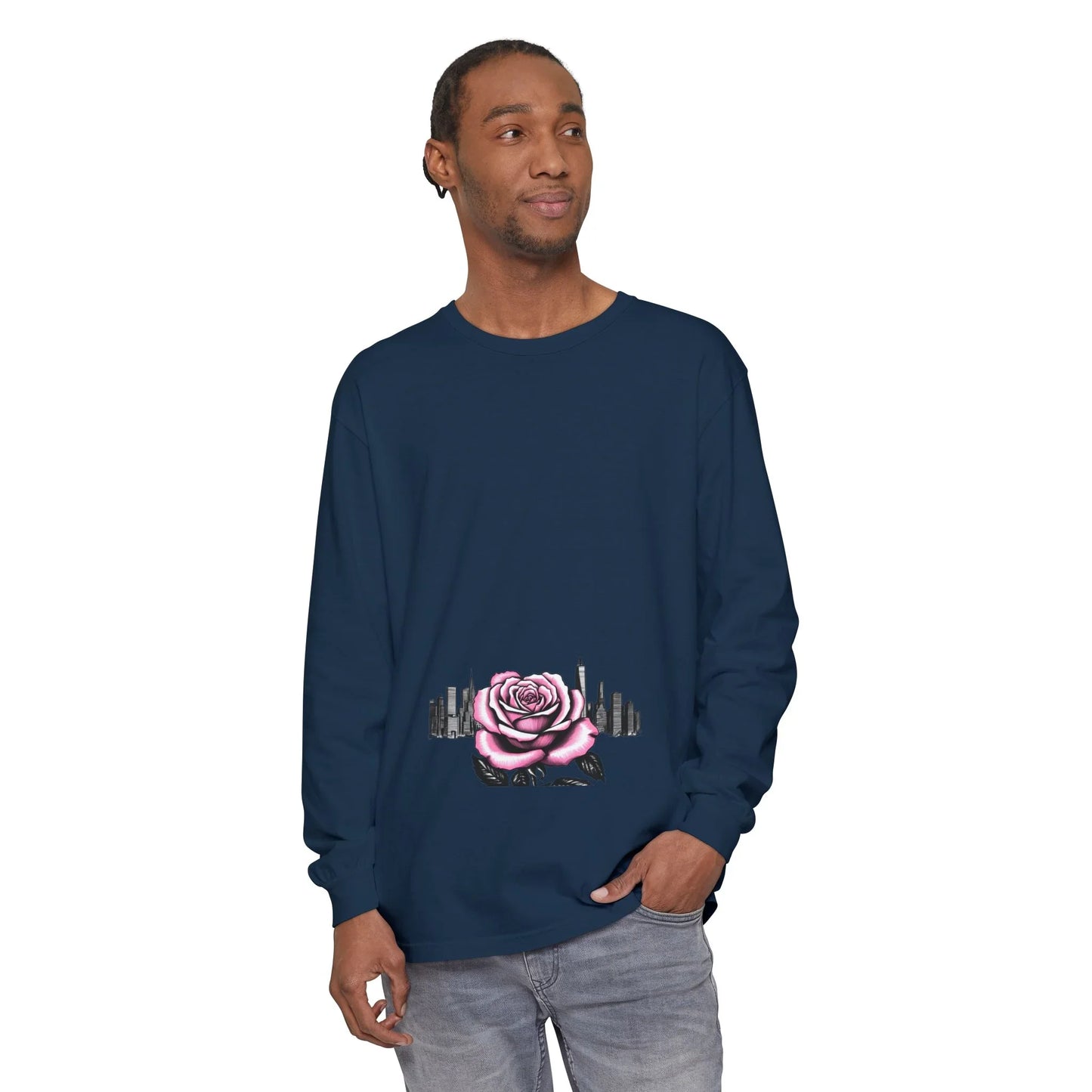 Queens Long Sleeve Tee — Rose & City Skyline Graphic
