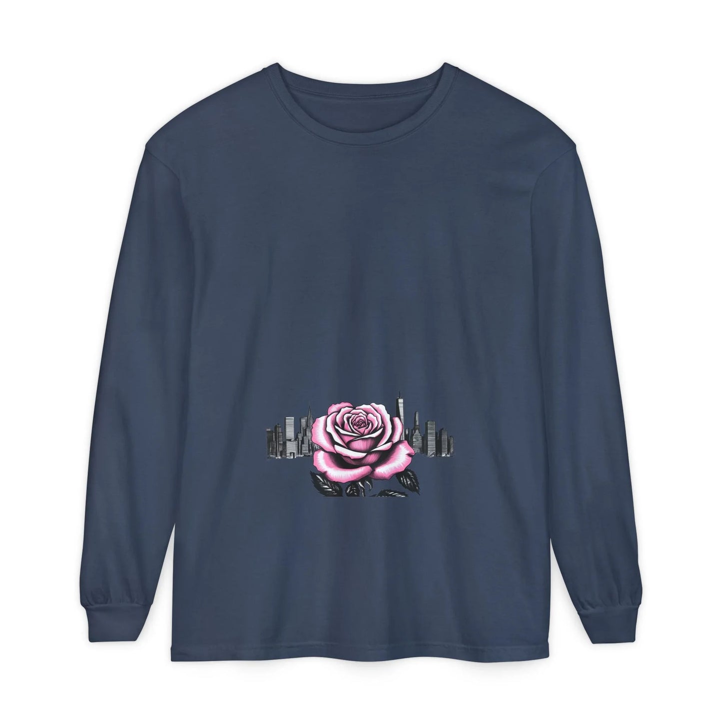 Queens Long Sleeve Tee — Rose & City Skyline Graphic