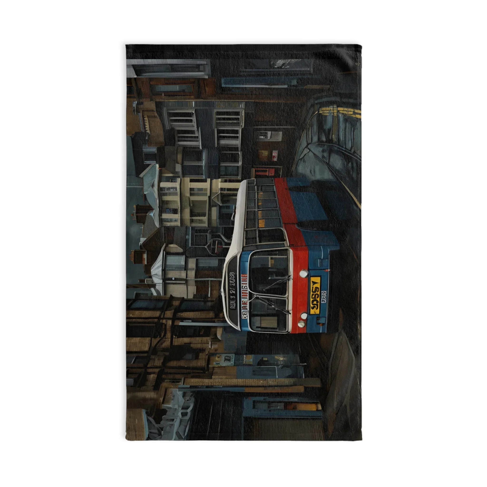 Hand Towel - Vintage City Bus Retro London Street Scene