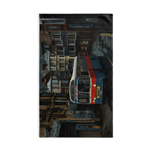 Hand Towel - Vintage City Bus Retro London Street Scene