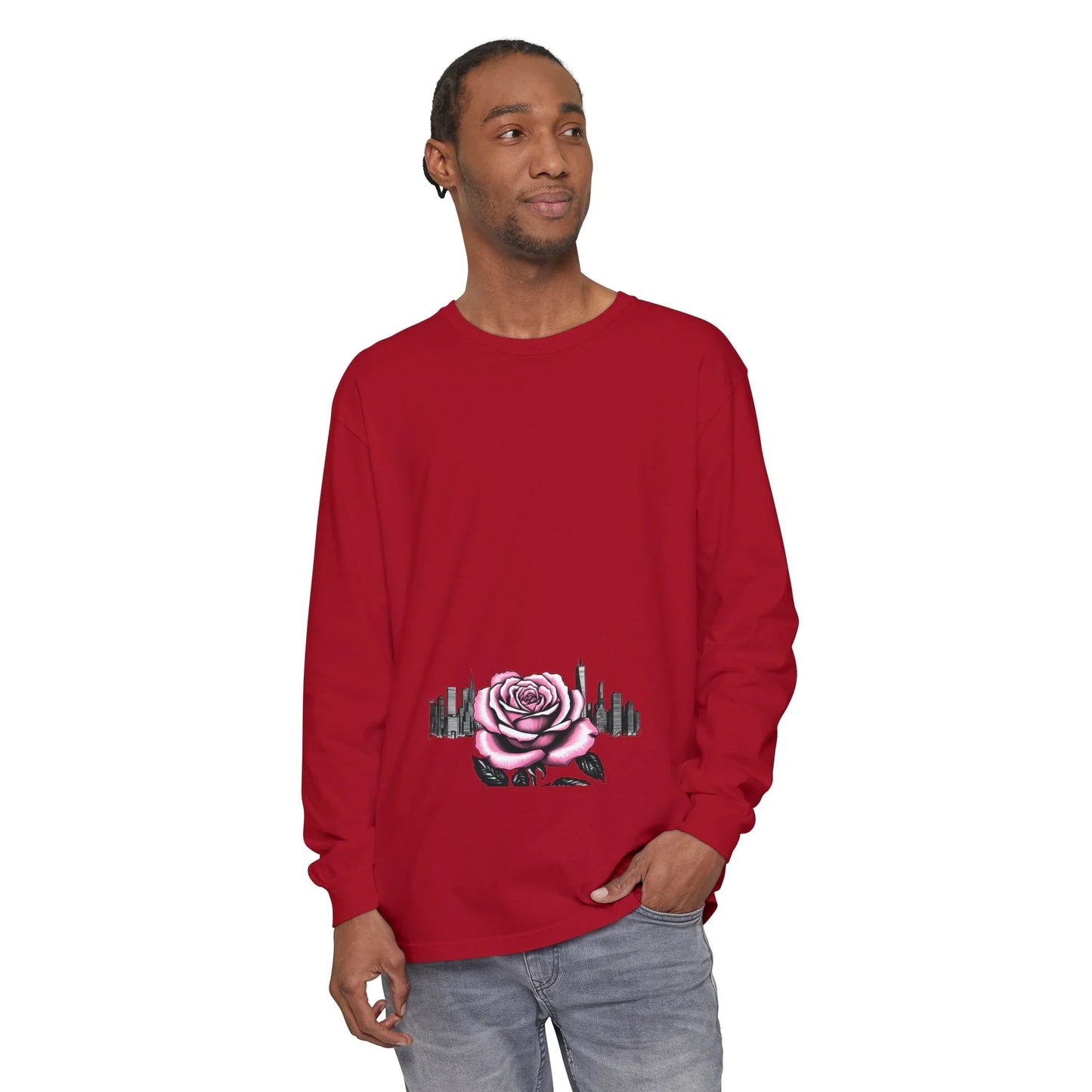 Queens Long Sleeve Tee — Rose & City Skyline Graphic